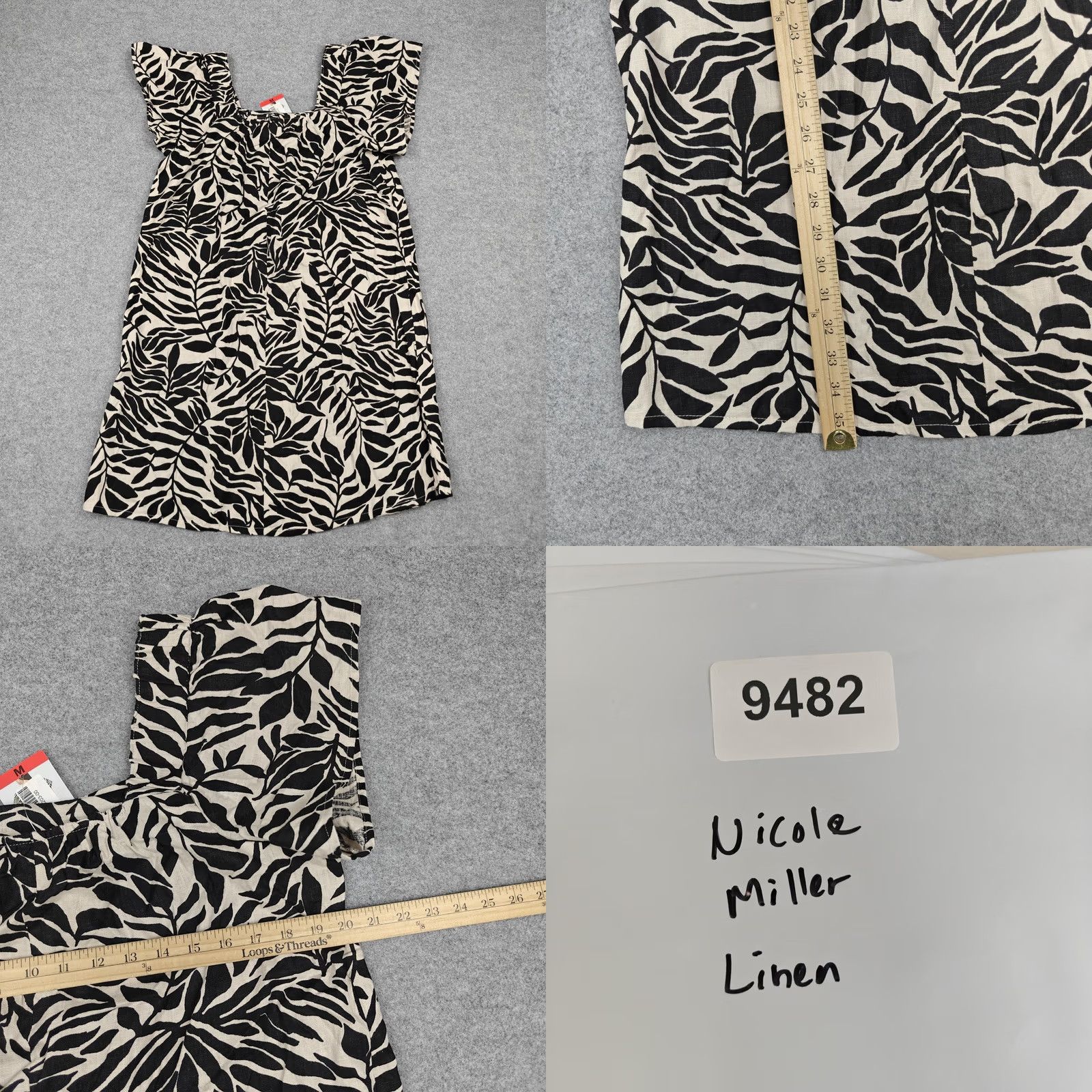 Nicole Miller Nicole Miller Original Dress Womens M Black Tropical Linen Shift Sundress Size M / US 6-8 / IT 42-44 - 8 Thumbnail