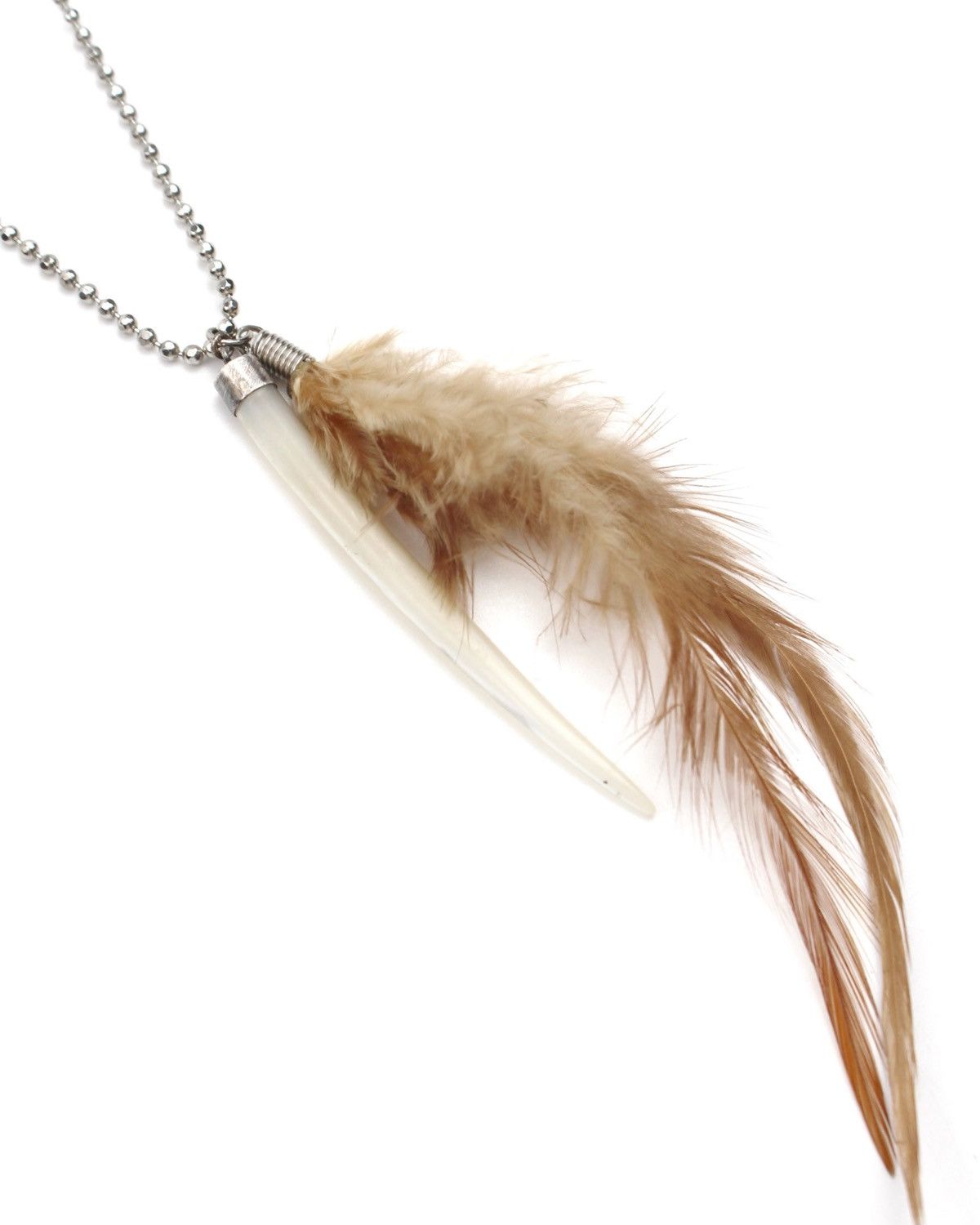 If Six Was Nine 2000S TUSK PENDANT FEATHER STERLING SILVER CAP NECKLACE Size ONE SIZE - 2 Thumbnail
