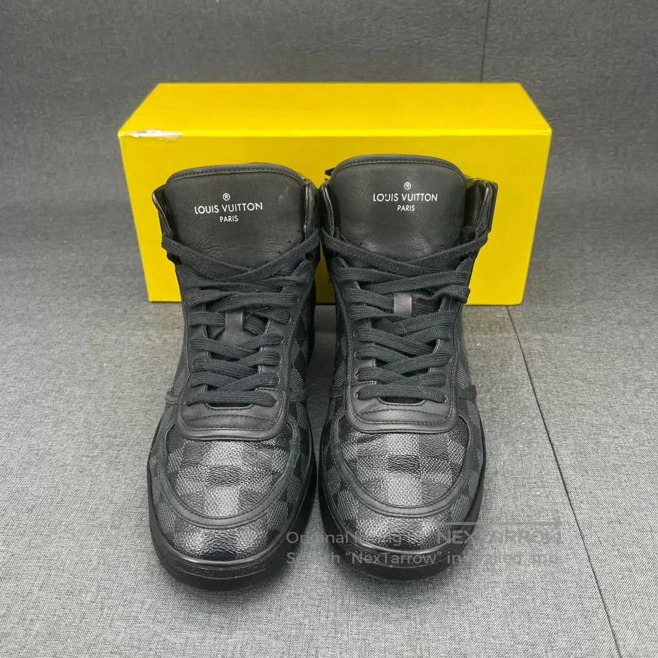 Louis Vuitton Black Checkered High-Top Sneakers. Size US 7 / EU 40 - 4 Thumbnail