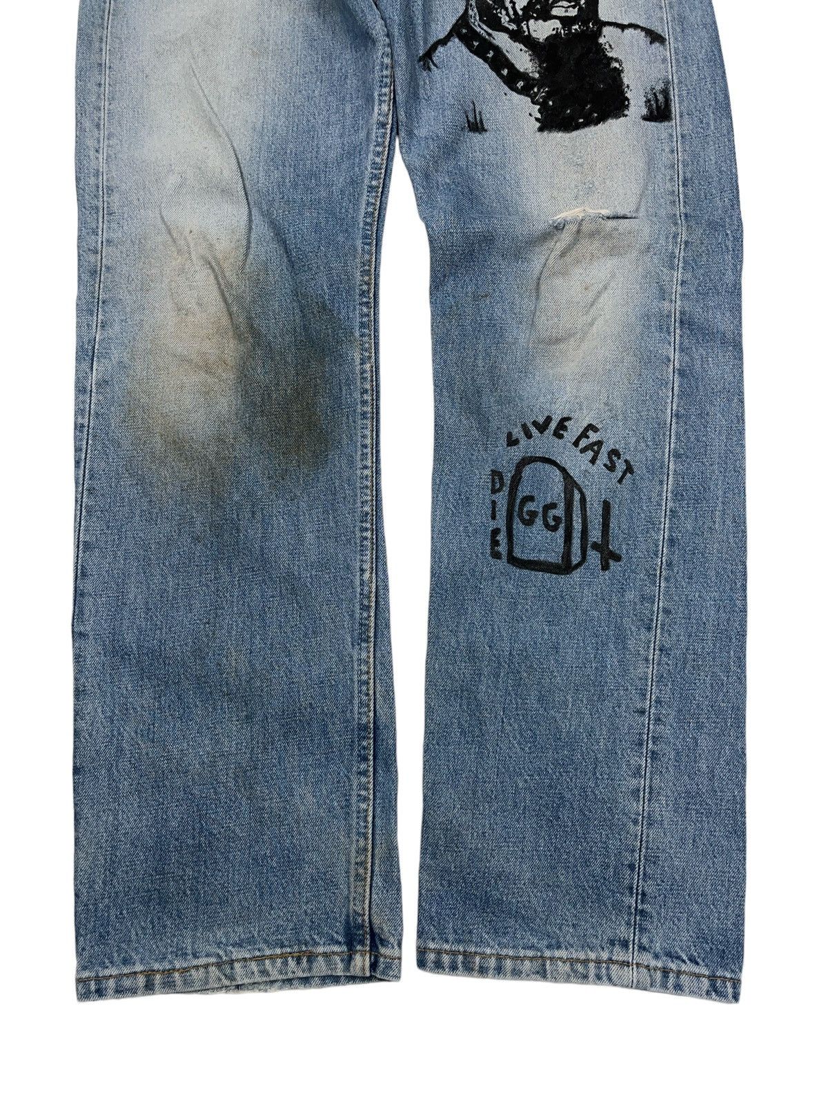 Band Tees Sick GG Allin Custom Hand Made Jeans On Vintage Levi’s 501 Size US 34 / EU 50 - 6 Thumbnail