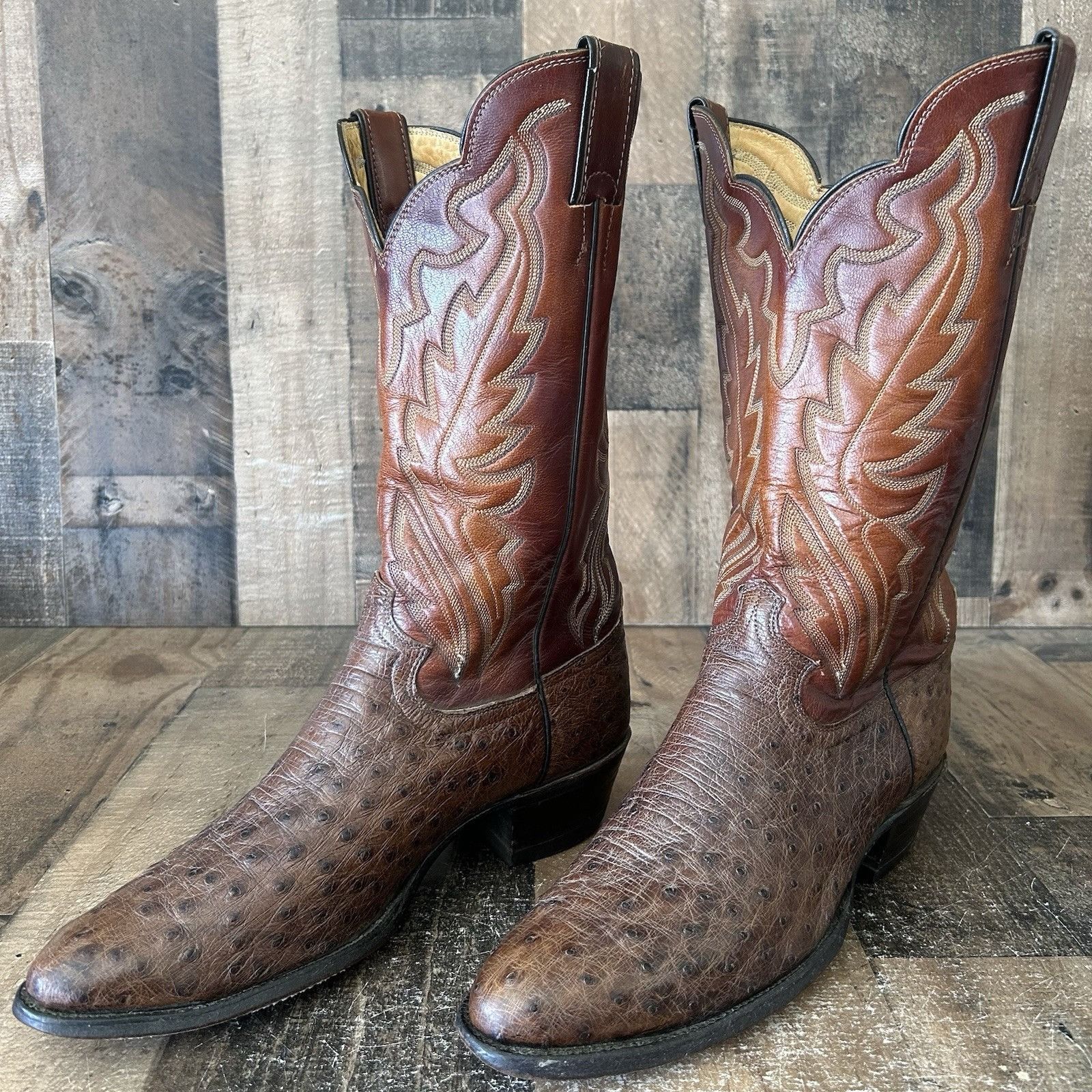 Justin Vintage Y5333 Ostrich Cowboy Boots Mens 9.5 E