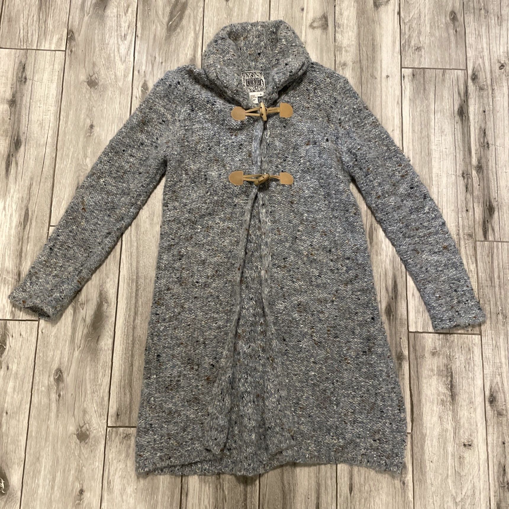 Vintage VINTAGE Curio Cardigan Women S Small Gray Leather Toggle Alpaca Blend Boho Long Shirt/ Sweater Women Mens? Size S / US 4 / IT 40 - 2 Thumbnail