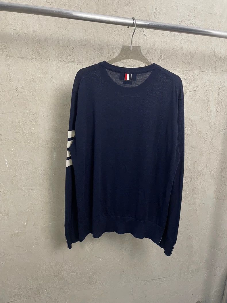 Thom Browne Thom Browne Dark blue four-striped wool round-neck sweater Size US XL / EU 56 / 4 - 2 Thumbnail