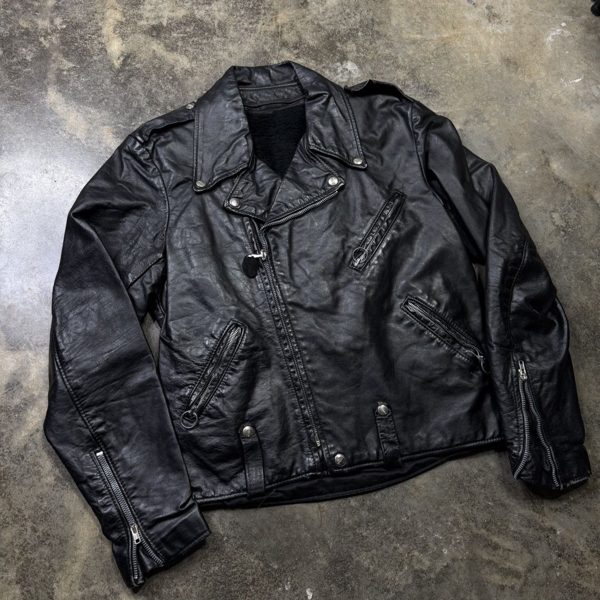 Vintage vintage 80s black leather zip up biker motorcycle jacket Size US M / EU 48-50 / 2 - 1 Thumbnail