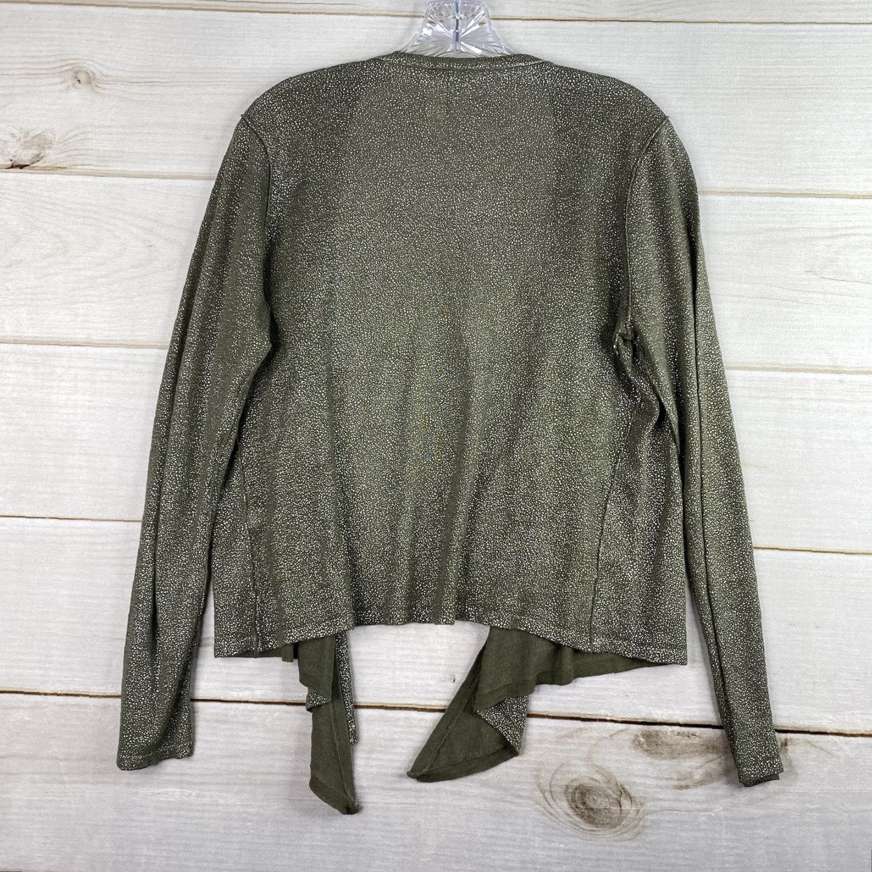 Vintage Chico's Cardigan Sweater M Green Silver Sparkly Open Front Lightweight Knit V-Neck Casual Womens Size M / US 6-8 / IT 42-44 - 6 Thumbnail