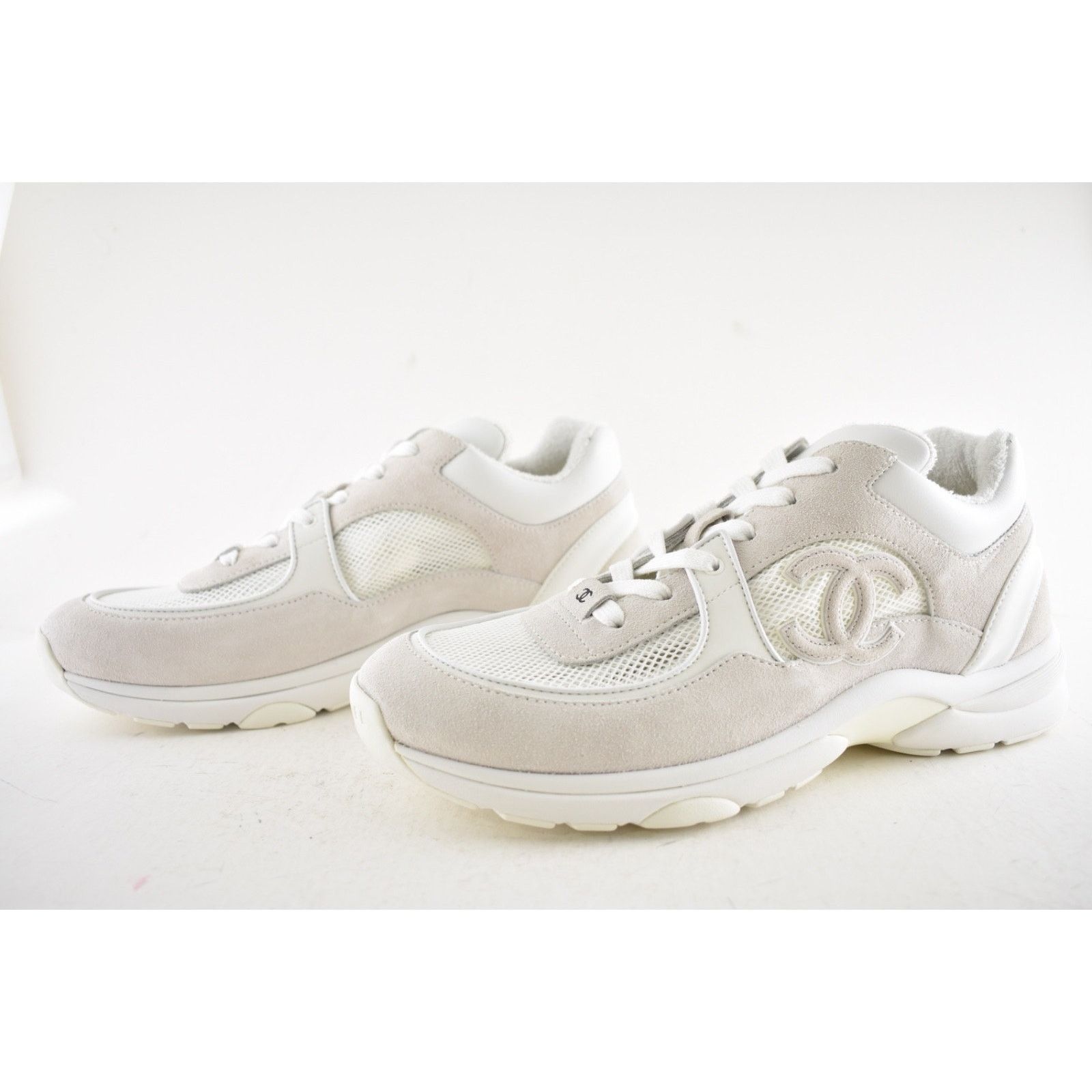Chanel Chanel 20P Mens Triple White Mesh CC Logo Trainer Sneaker 11 Size US 11 / EU 44 - 10 Thumbnail