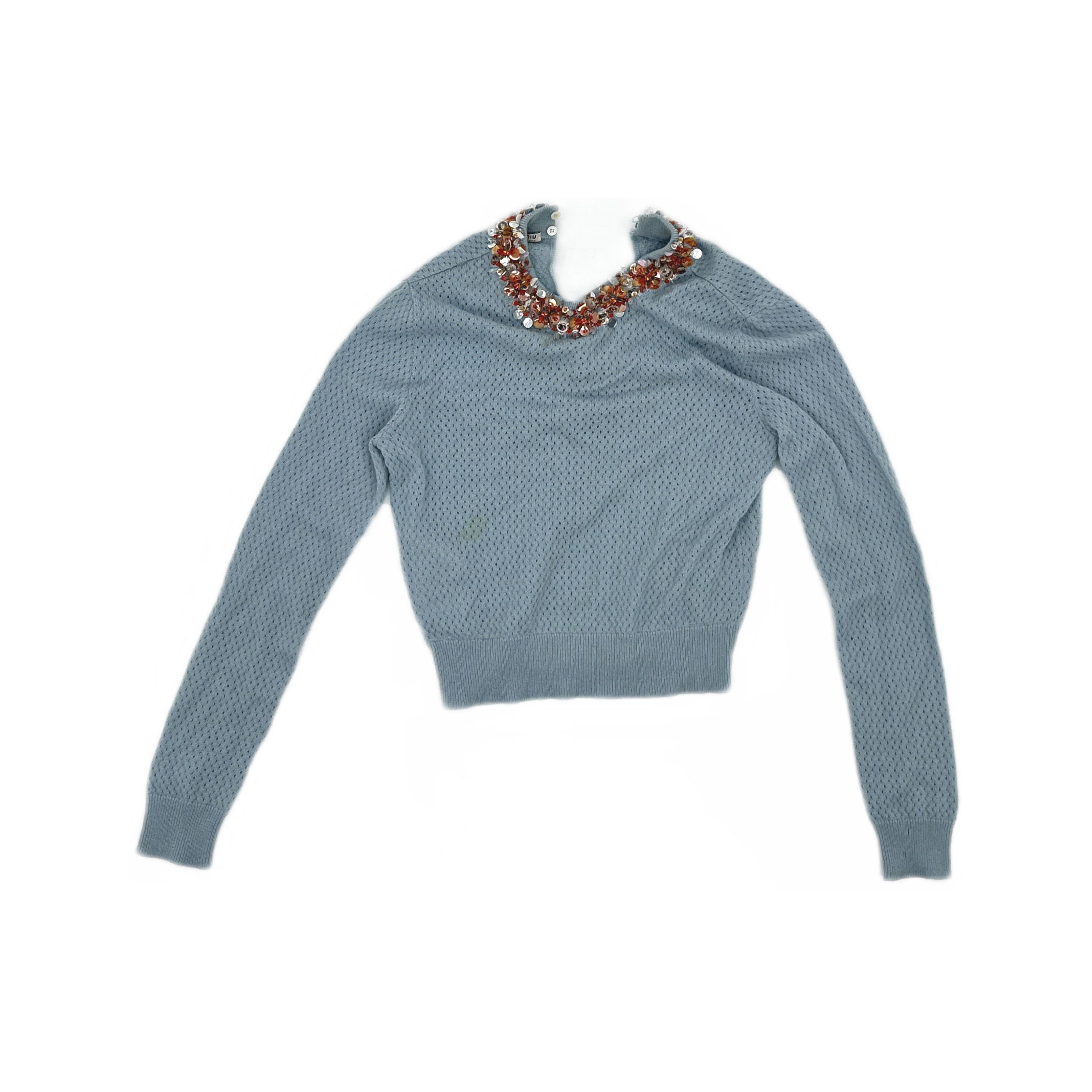 Miu Miu Miu Miu Beaded Embellished Sweater Blue Size 36 Size XS / US 0-2 / IT 36-38 - 1 Thumbnail