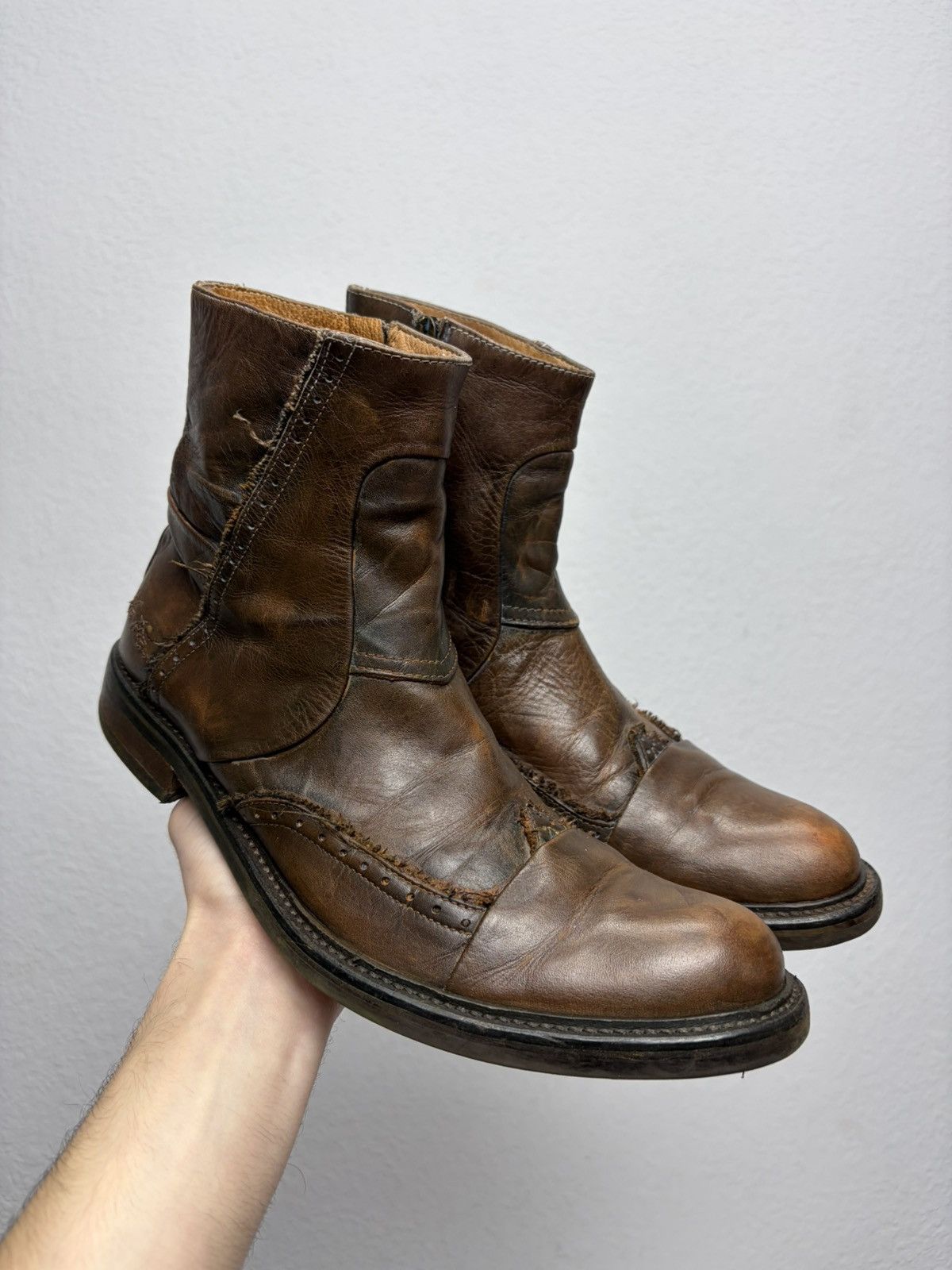 If Six Was Nine Vintage Italian AS 98 Rick Owens Style Leather Biker Boots Size US 9 / EU 42 - 4 Thumbnail