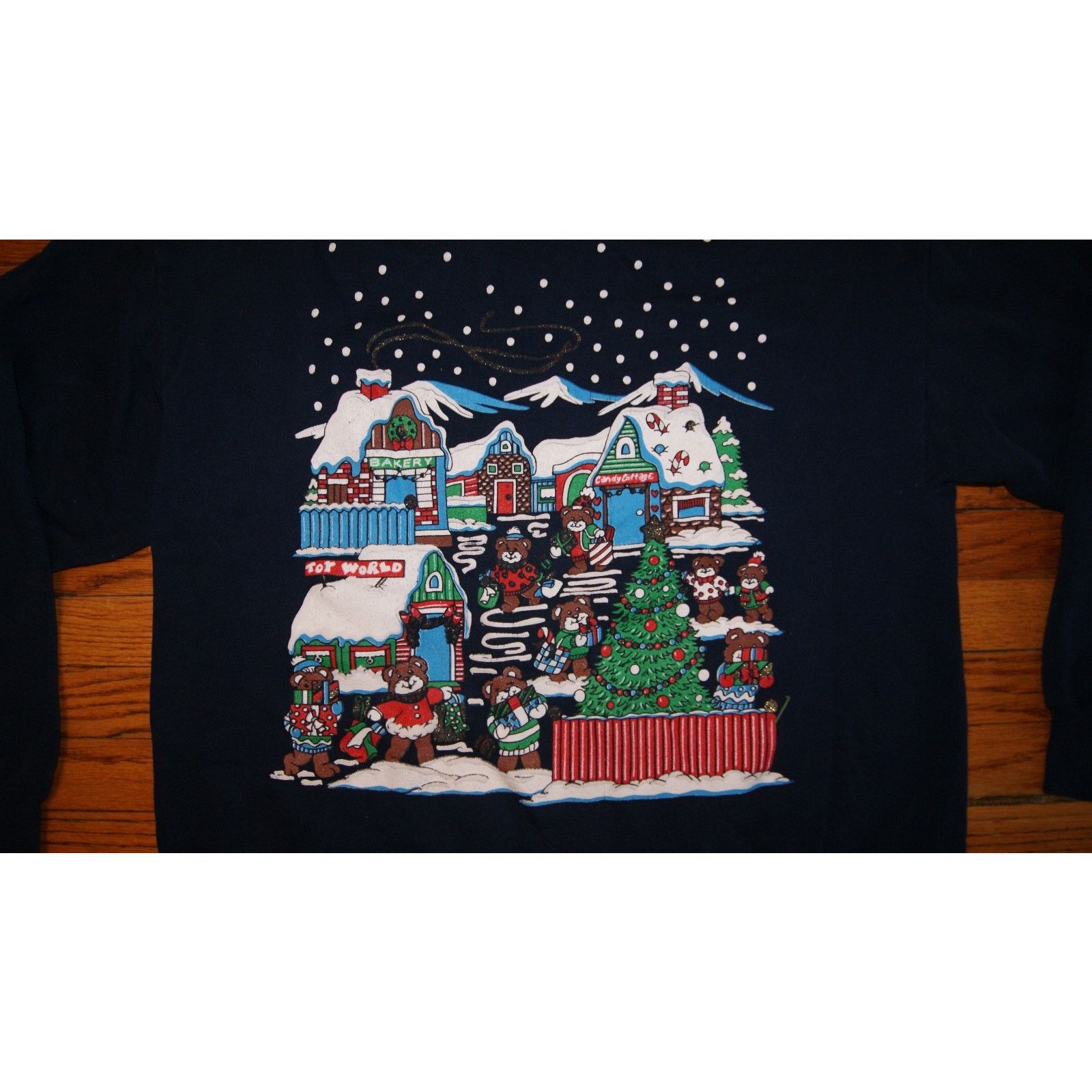 Jerzees VTG Teddy Bears Christmas Snow XL Sweatshirt AOP Puff Print Size XL / US 12-14 / IT 48-50 - 1 Thumbnail
