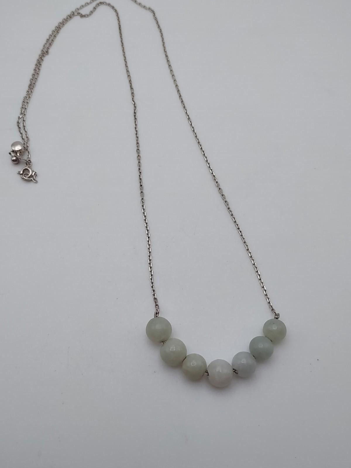 The Unbranded Brand 925 Sterling Green Jade Bead Necklace 23in Size ONE SIZE - 1 Thumbnail
