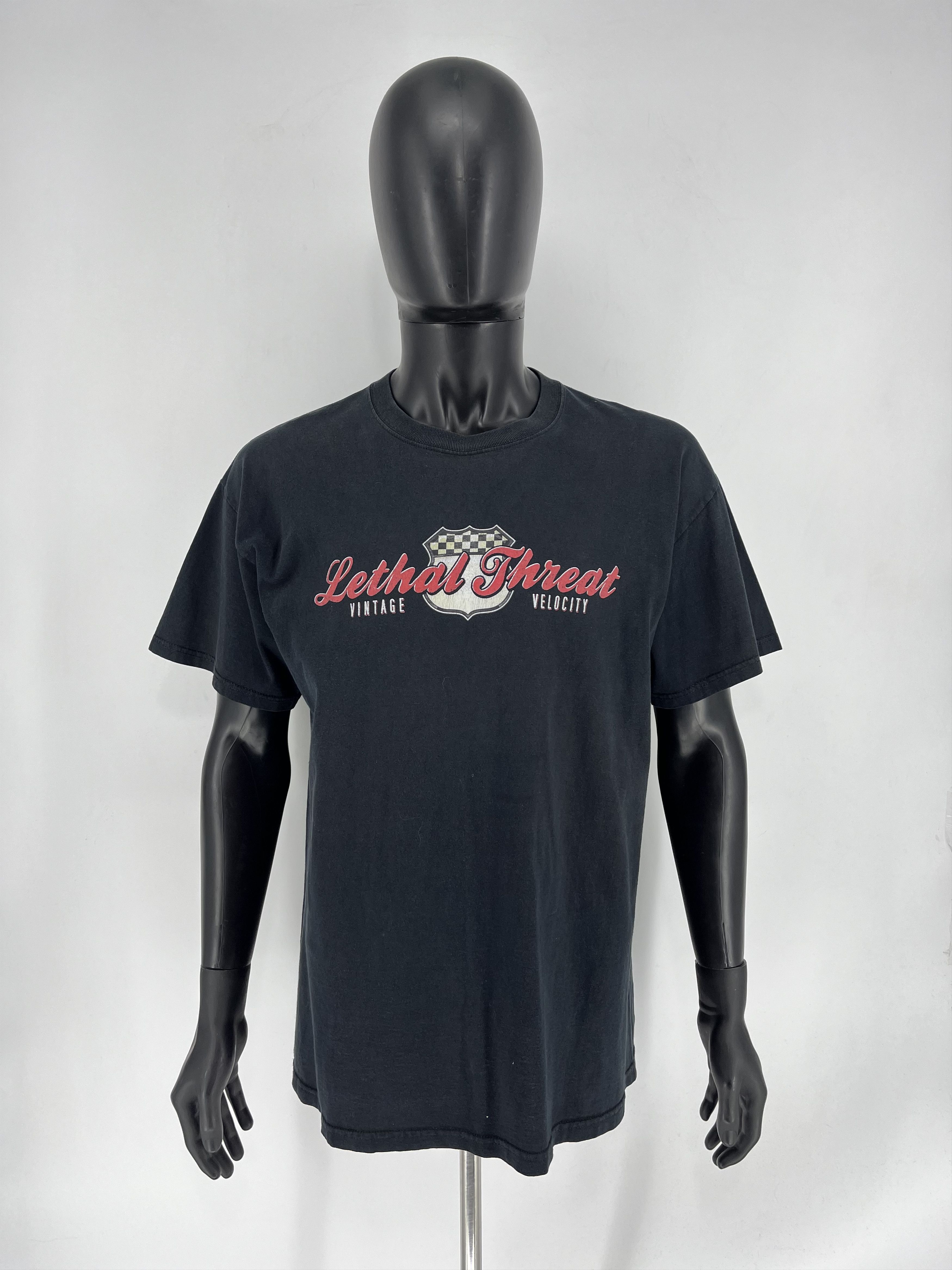 Vintage Vintage Lethal Threat Biker Shirt Black Y2K Faded Soft Tails Size US XL / EU 56 / 4 - 2 Thumbnail
