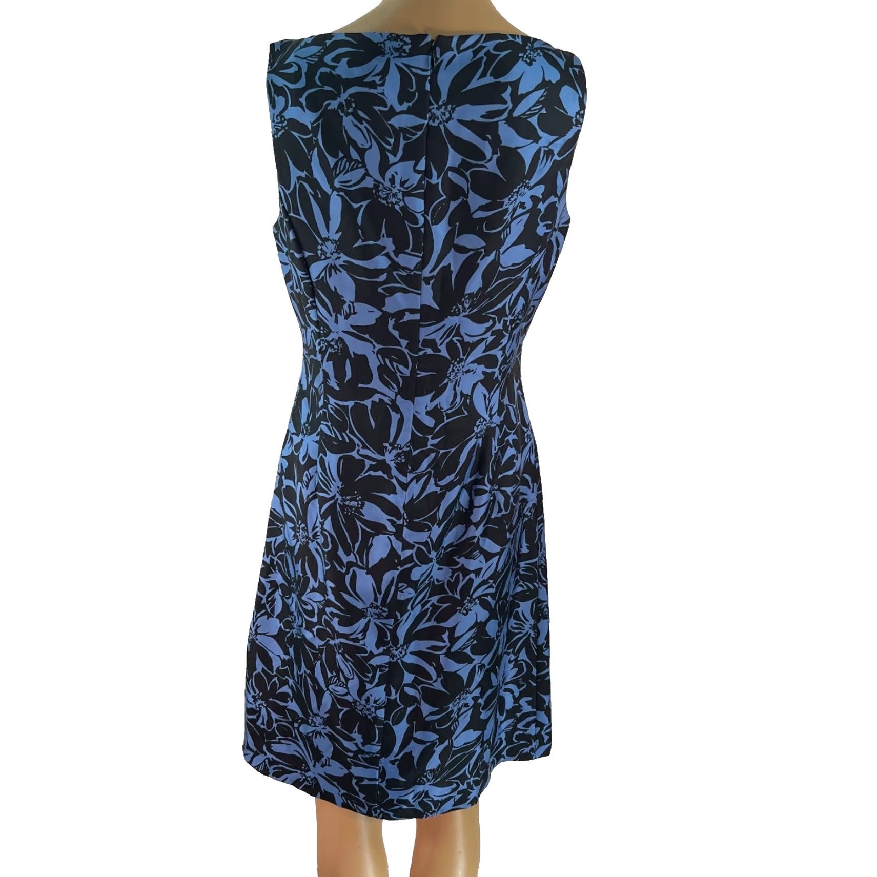 Ann Taylor VINTAGE Ann Taylor Dress A-Line Midi Blue Floral Silk Lined Party Cocktail Women 2 US Womens Blue Floral Midi Dress Size XS / US 0-2 / IT 36-38 - 2 Thumbnail