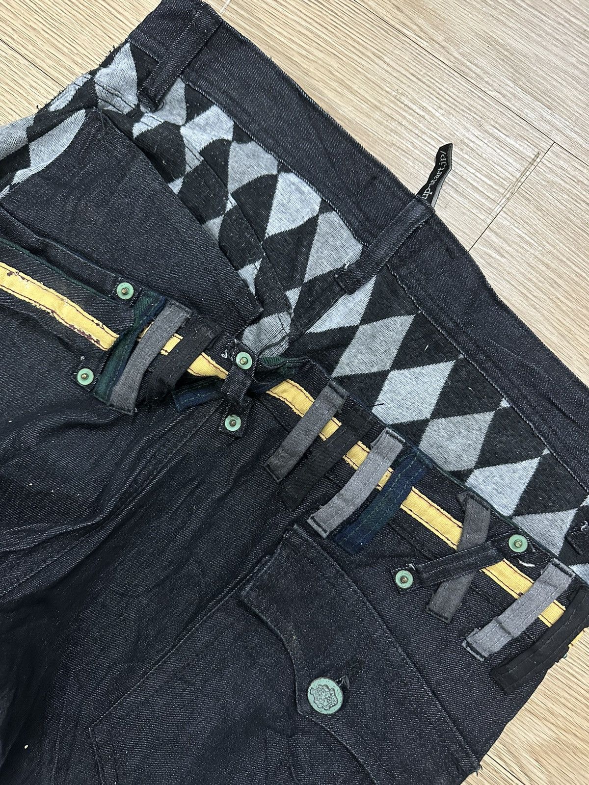 Japanese Brand × Seditionaries Rare Beautiful Breath Mint Slanted Double Waist Denim Pants Size US 32 / EU 48 - 13 Thumbnail