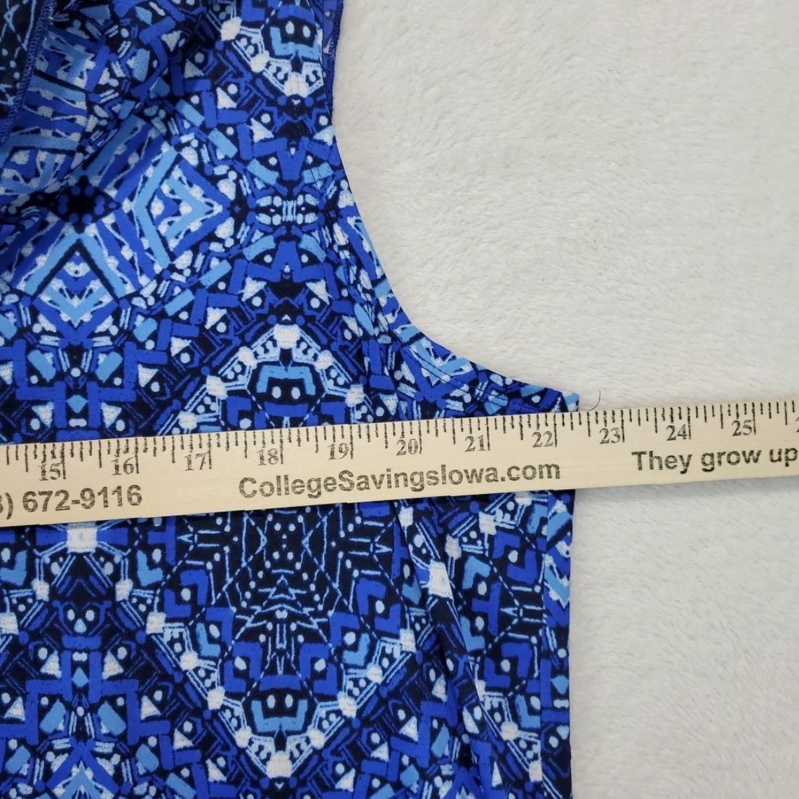 Vintage Notations Layered Flutter Sleeve Blue Geometric Print Blouse Womens XL Size XL / US 12-14 / IT 48-50 - 4 Thumbnail