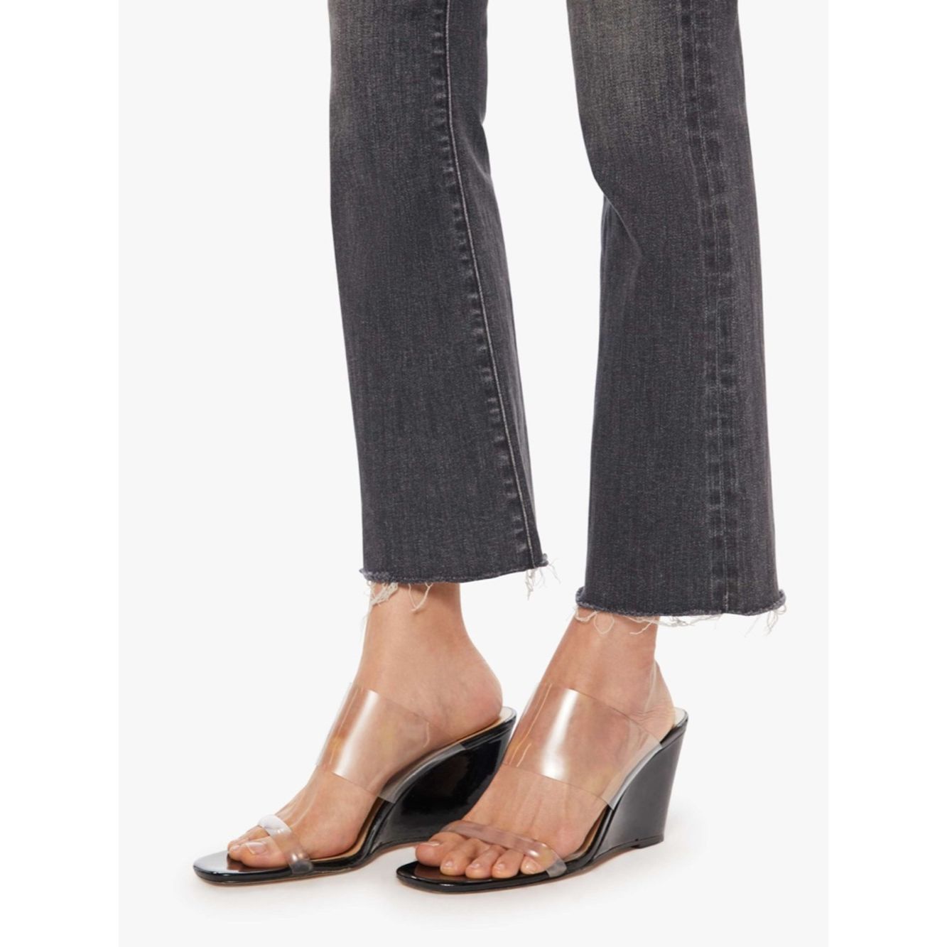 MOTHER MOTHER The Hustler Ankle Fray Jeans Nightowl Gray High Rise Size 27" / US 4 / IT 40 - 3 Thumbnail