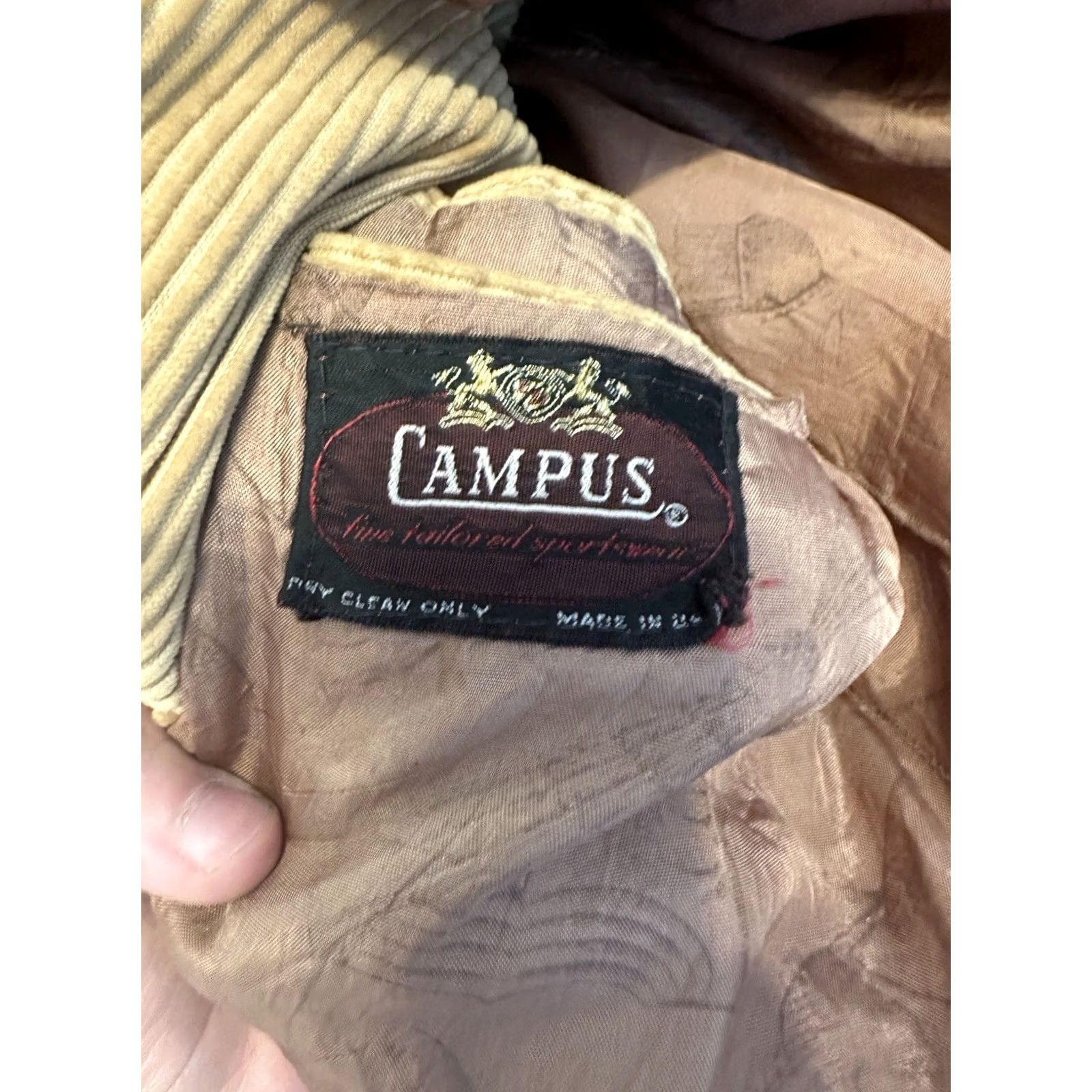 Vintage VINTAGE Campus Corduroy Long Jacket XS Designer Lined Mens Jacket Size US XS / EU 42 / 0 - 3 Thumbnail