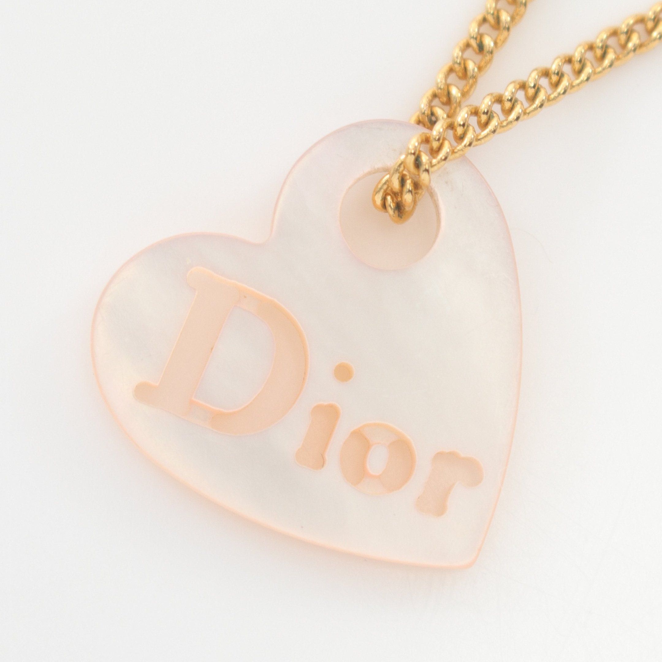 Dior Dior Heart Logo Necklace Gp Gold Light Pink Size ONE SIZE - 1 Thumbnail