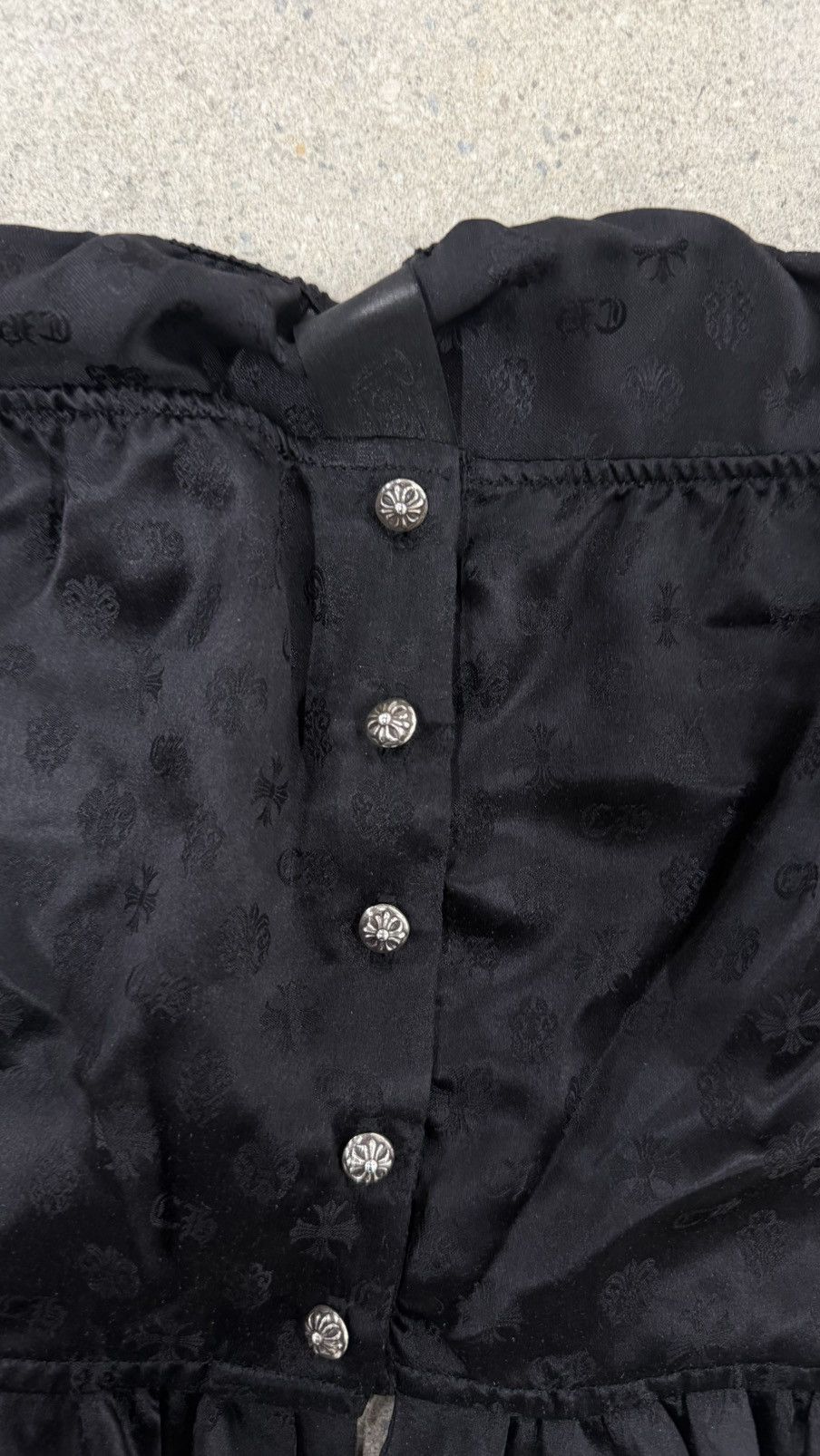 Chrome Hearts × Comme des Garcons Super Rare! Chrome Hearts Black Silk Shoulder Top Size S / US 4 / IT 40 - 2 Thumbnail