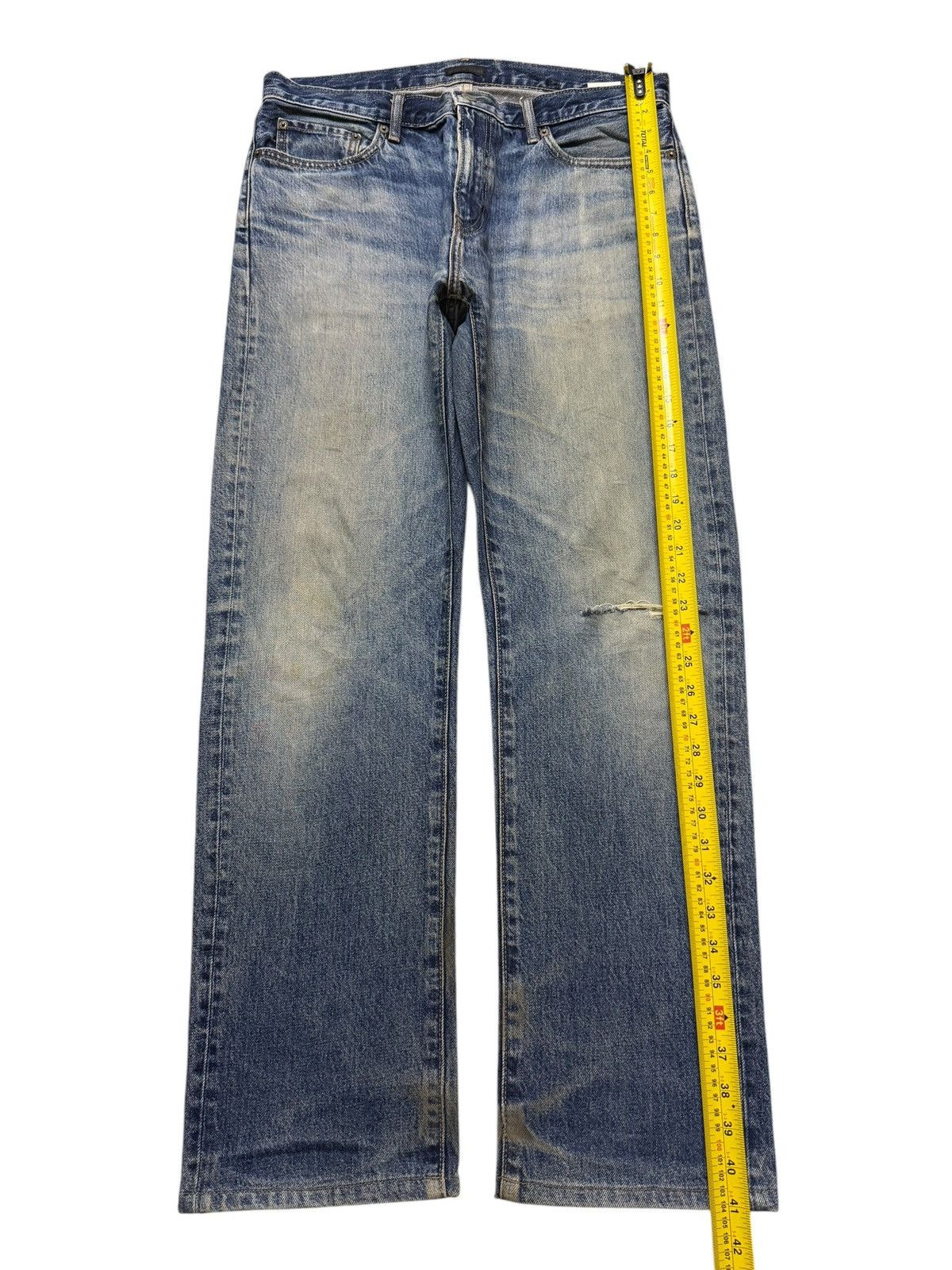 Uniqlo Vintage Y2K Japanese Uniqlo Blue Mud Wash Distress Straight Size US 33 - 9 Thumbnail