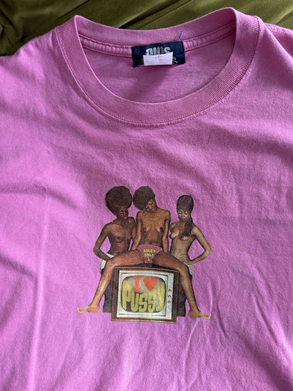 image of Vintage I Love Pussy Tee in Pink, Men's (Size XL)