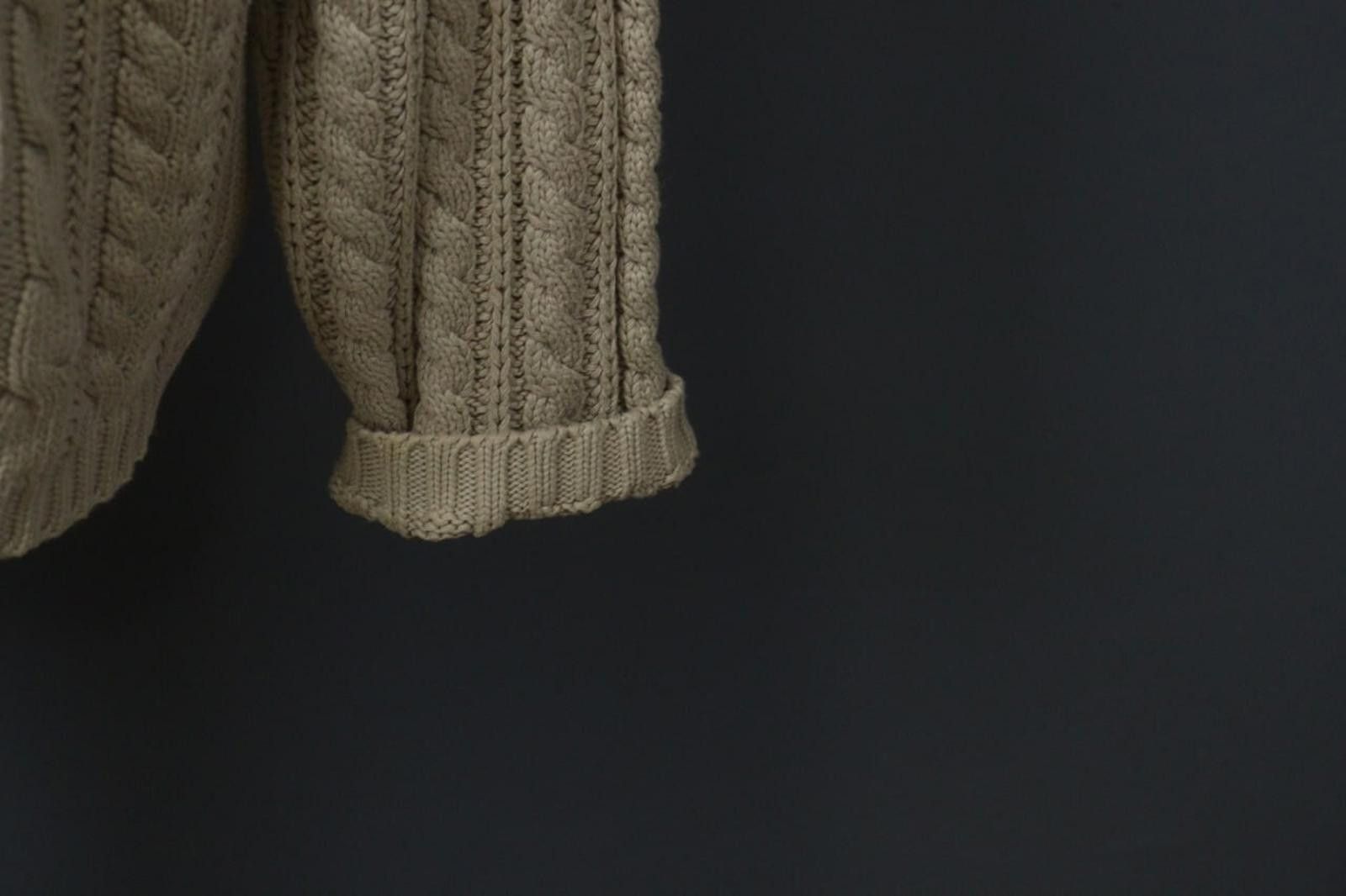 Designer Hackett London Tan Cable Knit Crew Neck Sweater Size L Size L / US 10 / IT 46 - 12 Thumbnail