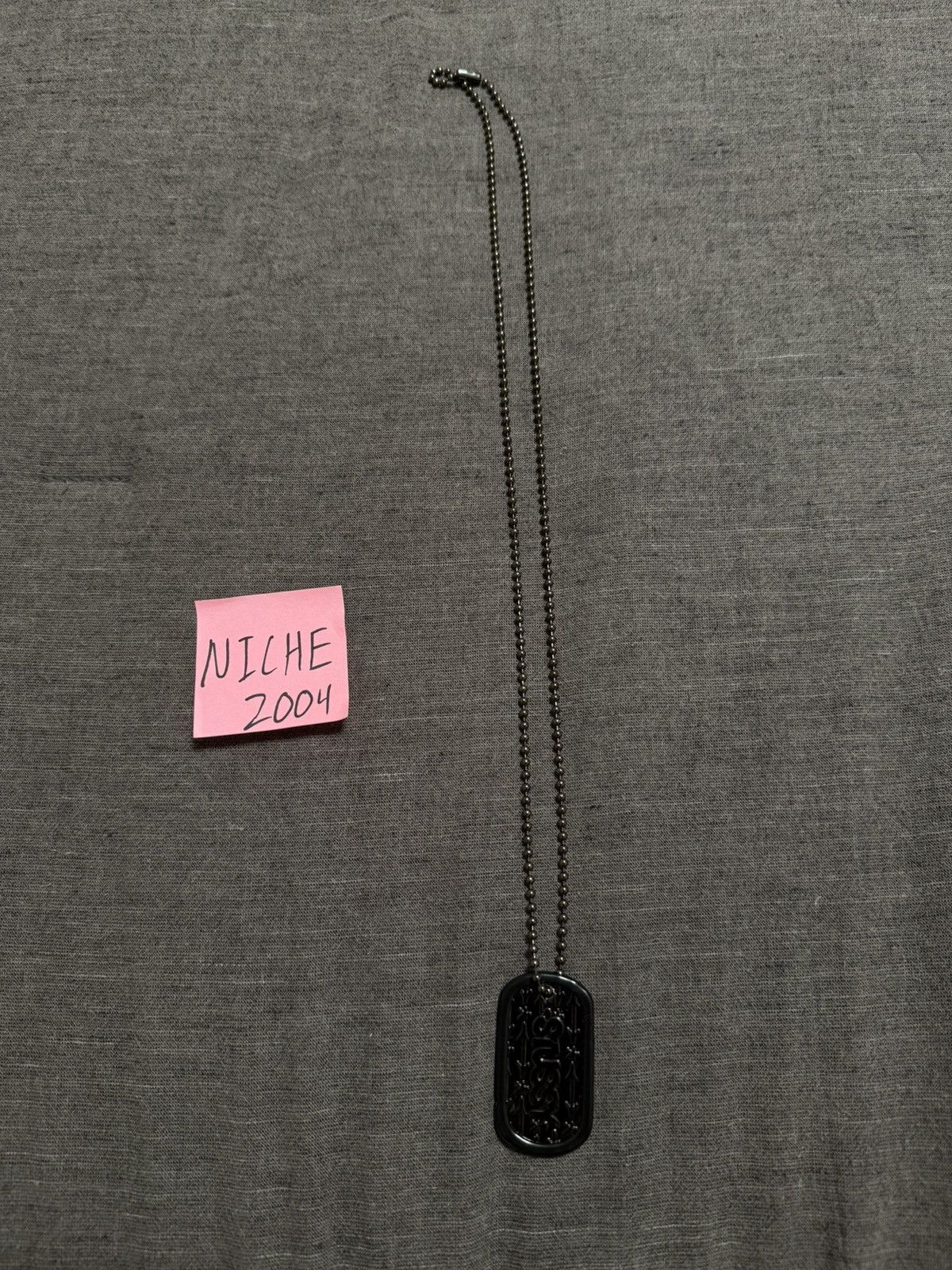 RARE VINTAGE STUSSY DOG TAG NECKLACE, VINTAGE, BLACK