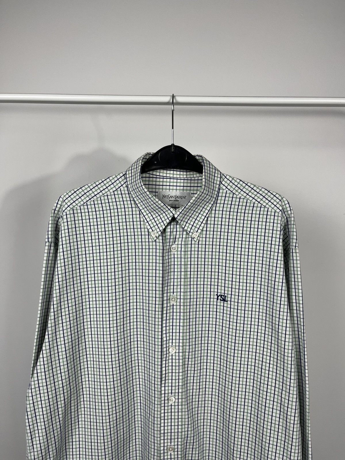 Yves Saint Laurent Vintage YSL Embroidered Logo Check Shirt Size M Size US M / EU 48-50 / 2 - 2 Thumbnail