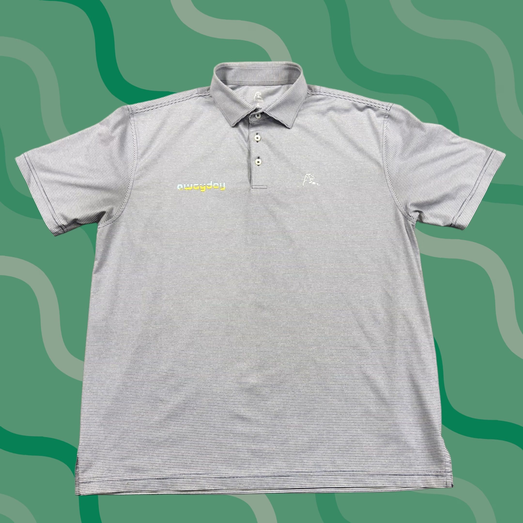 Vintage Rhoback Polo Shirt Mens Large Blue Stripe Awayday Logo Golf Performance Stretch Size US L / EU 52-54 / 3 - 1 Thumbnail