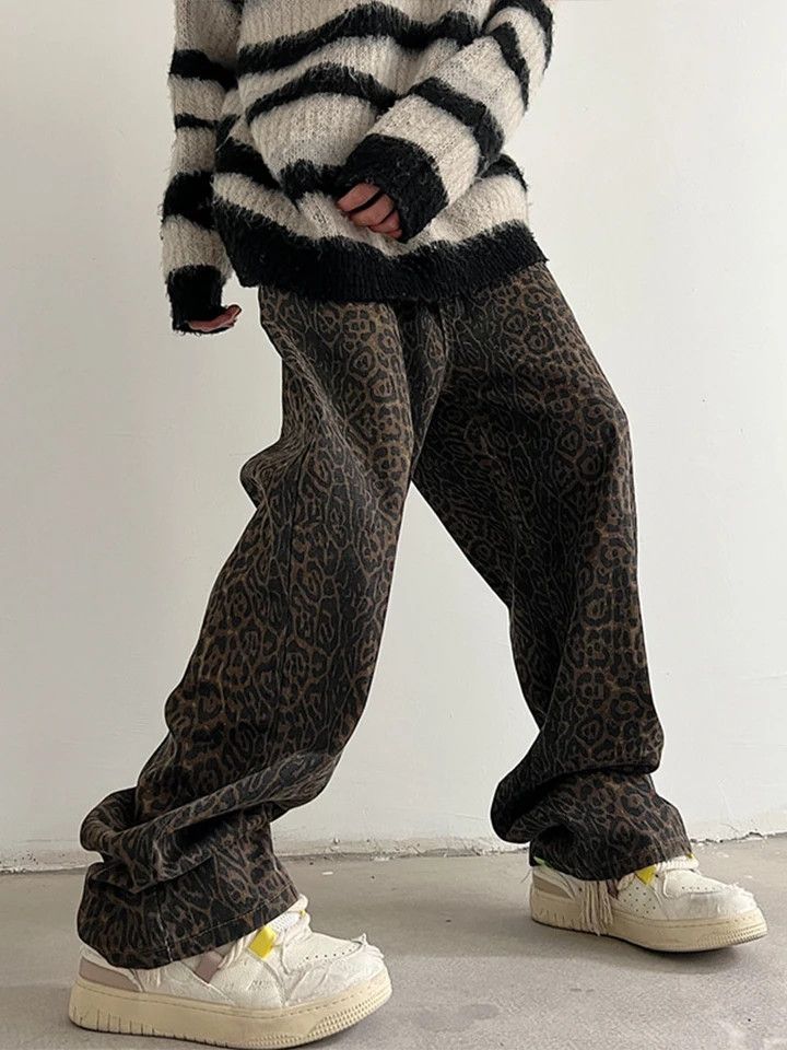 Leopard Wide Leg Jeans