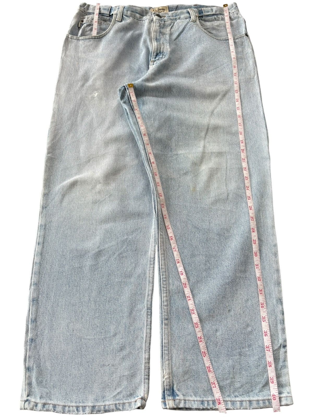 L.L. Bean Vintage L.L. Bean Light Wash Distress Baggy Jeans Size US 36 / EU 52 - 7 Thumbnail