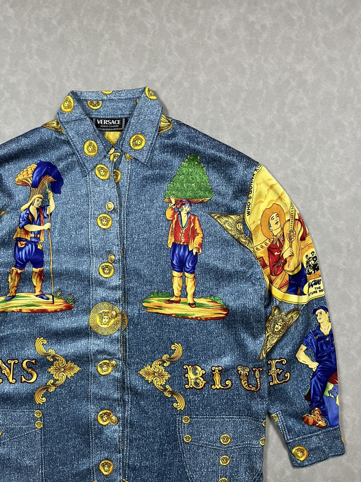 Versace Jeans Couture 90s Versace blue jeans silk Size US M / EU 48-50 / 2 - 3 Thumbnail