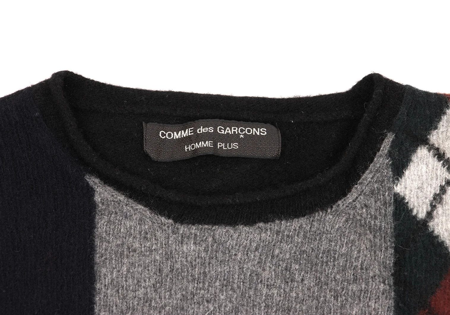 Comme des Garcons Homme Plus Argyle Knit Sweater in Black and Dark Green, Size M Size US M / EU 48-50 / 2 - 3 Thumbnail