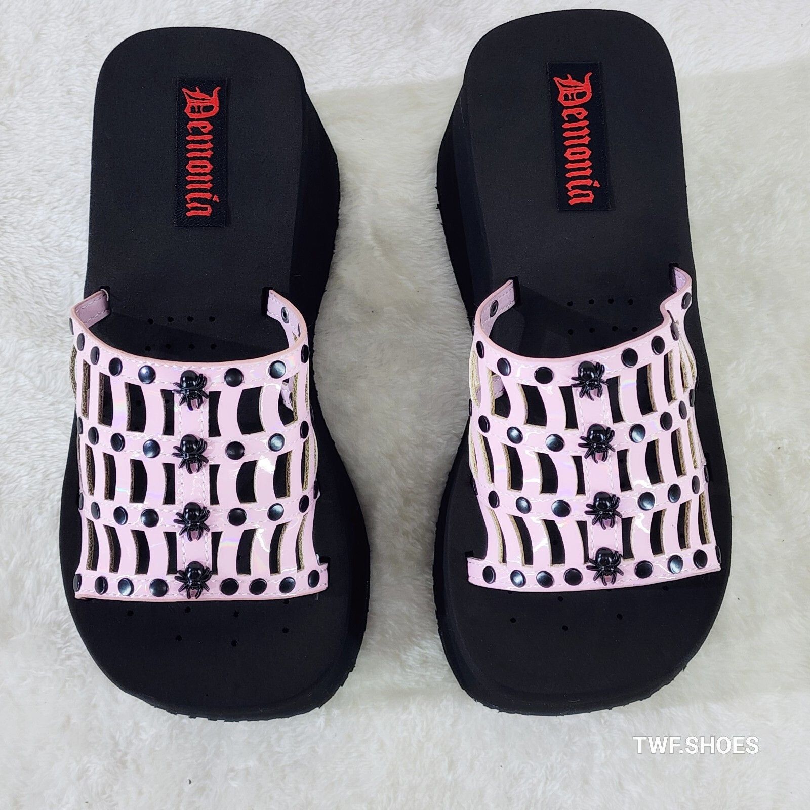 Other Funn Platform Goth Cut Out Web Sandals Spider Studs Slip On Size US 7 / IT 37 - 5 Thumbnail