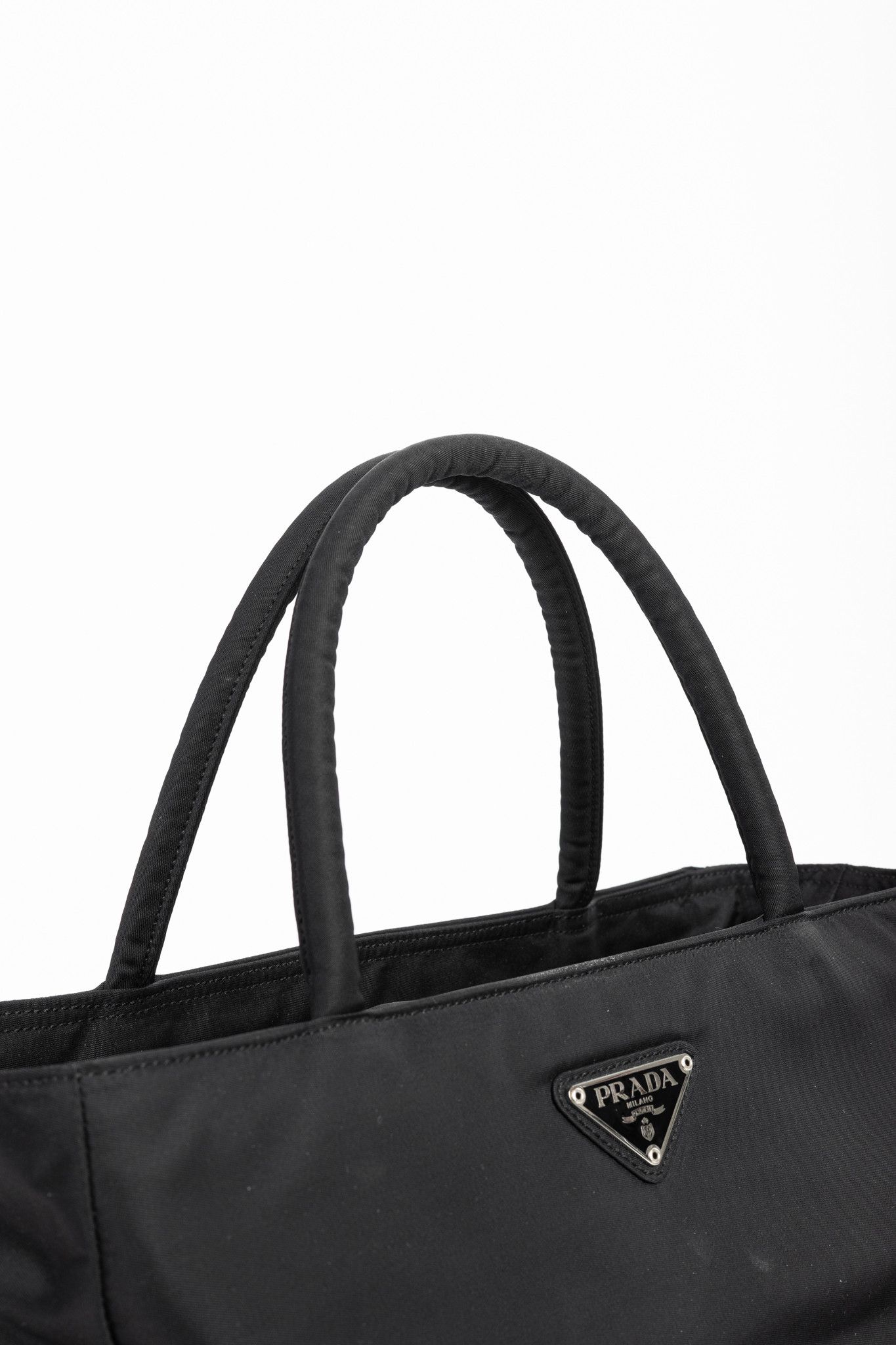 Prada Prada Black Tessuto Nylon Logo-Plaque Tote Size ONE SIZE - 7 Thumbnail