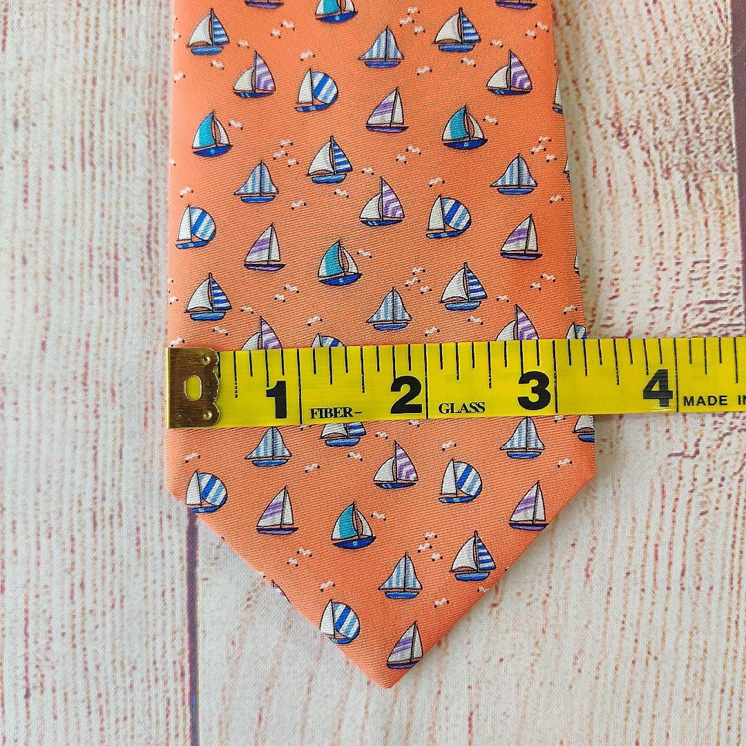 Daniel Cremieux Daniel Cremieux 100% silk orange sailboat tie NWT Size ONE SIZE - 5 Thumbnail