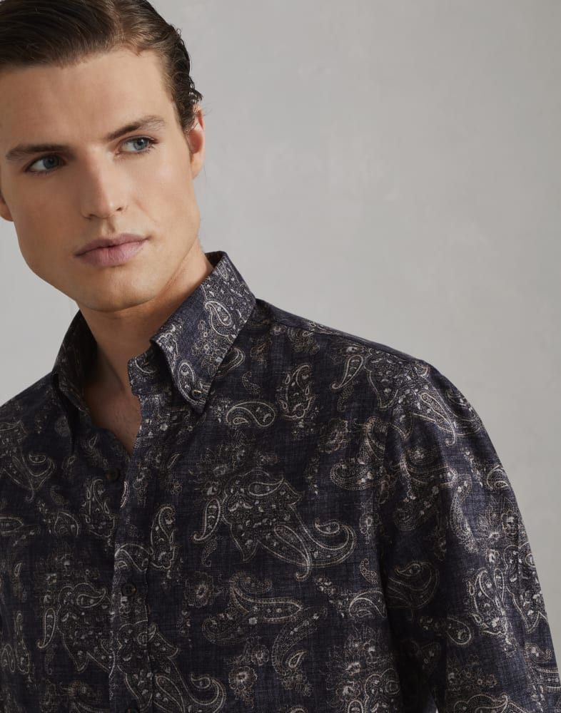 Brunello Cucinelli o1w1db10825 Shirt in Navy Blue Size US S / EU 44-46 / 1 - 2 Thumbnail