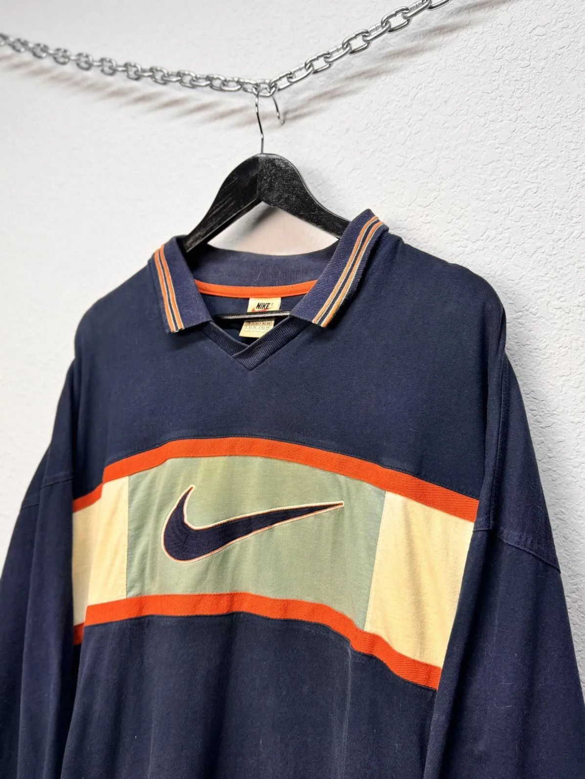 Nike Vintage Nike Streetwear Striped Rugby Sweatshirt Size US L / EU 52-54 / 3 - 5 Thumbnail