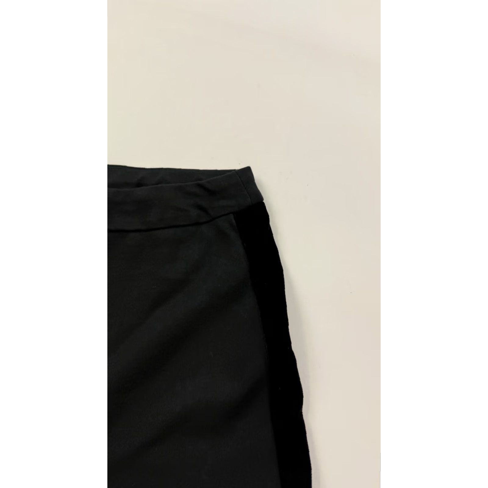 Soft Surroundings Soft Surroundings Pants Womens Petite Small Black Straight Leg Velvet Stripe Stretch Size 28" / US 6 / IT 42 - 2 Thumbnail