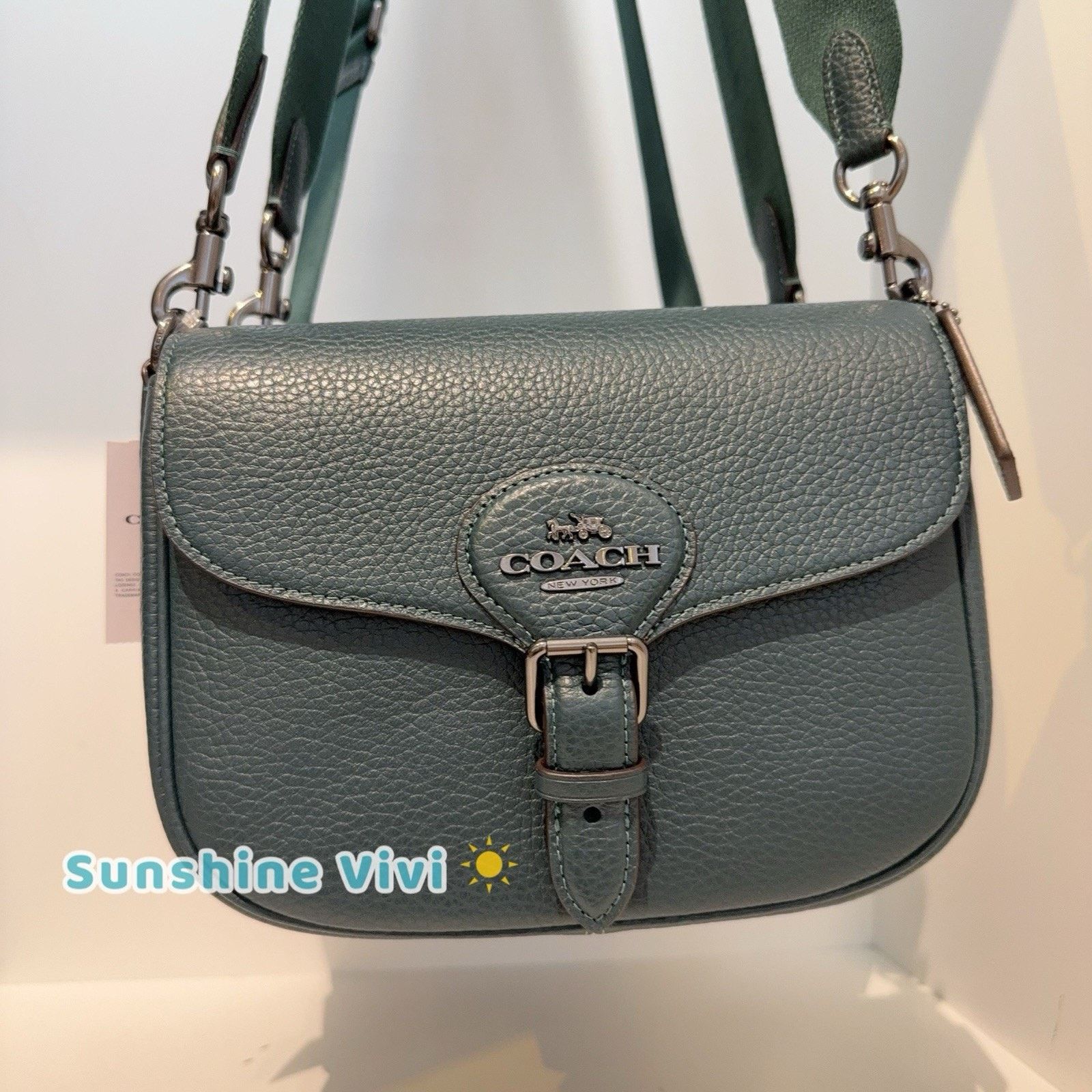 Coach NWT COACH Amelia Saddle Bag Shoulder CP107 Dark Teal Size ONE SIZE - 1 Thumbnail