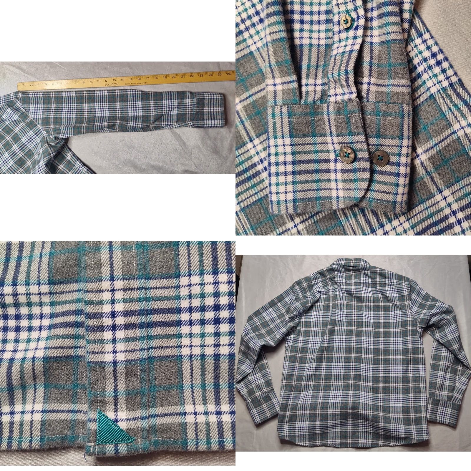 UNTUCKit UNTUCKit QUENTERRA SLIM FIT Button-Up Shirt Men L Gray Teal Plaid Cotton Long Sleeve Button Shirt Size US L / EU 52-54 / 3 - 9 Thumbnail