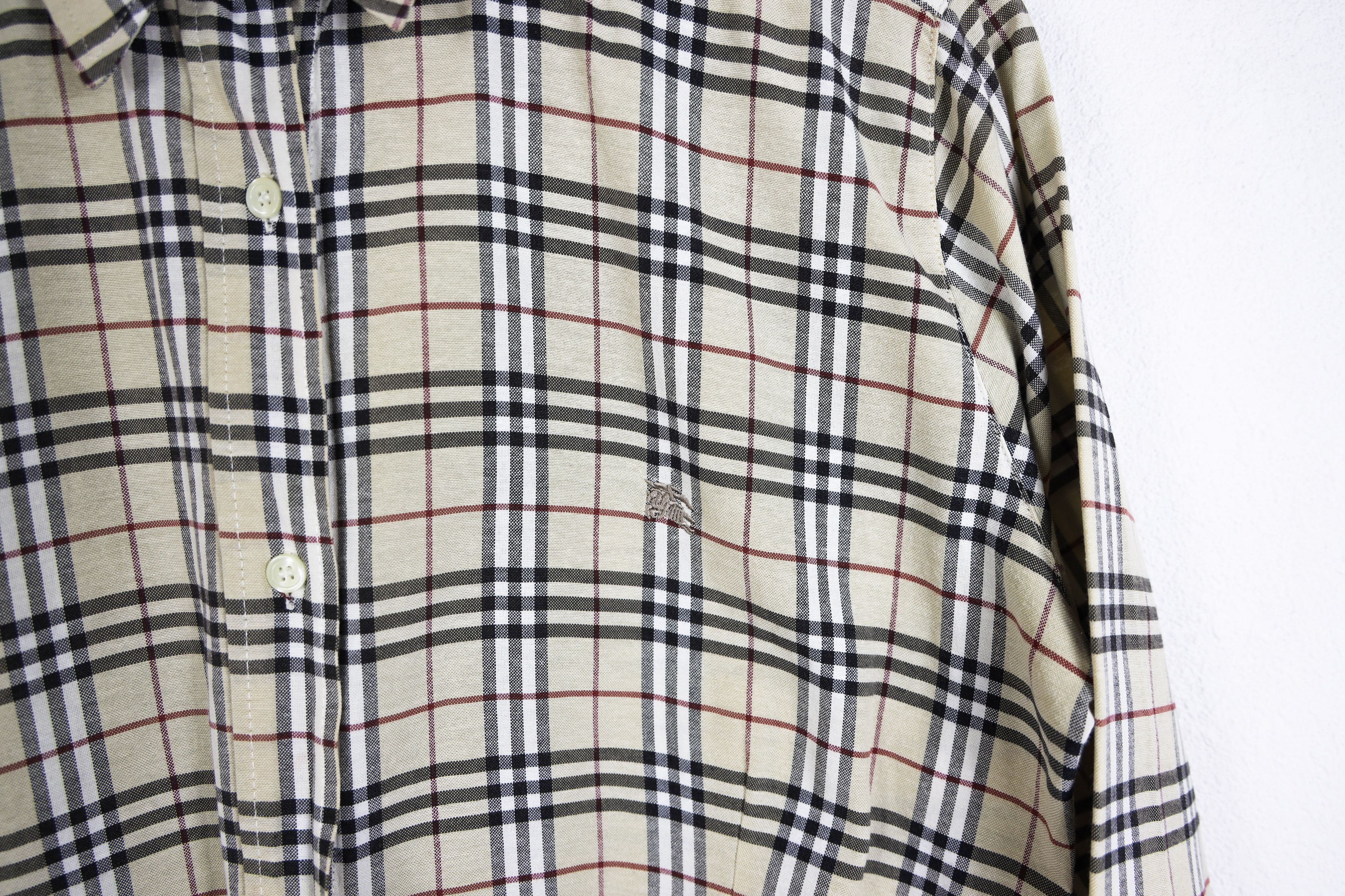 Burberry × Vintage Vintage Burberry Beige Nova Check Long Sleeve Shirt Size L / US 10 / IT 46 - 6 Thumbnail