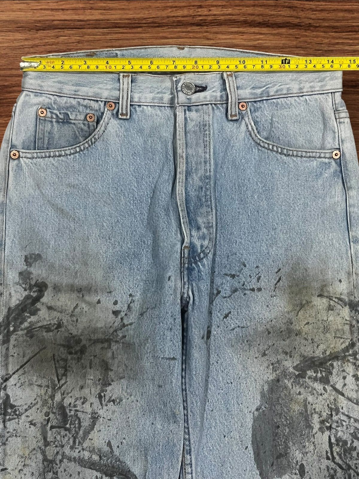 Levi's × Levi's Vintage Clothing Vintage 90s Levi’s 501 Paint Splat Washed Button Fly Jeans Size US 31 - 19 Thumbnail