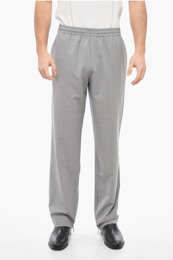 image of Off White Seasonal Wool Blend Embroidery Pants With Ankle Zips in Grey, Men's (Size 33)
