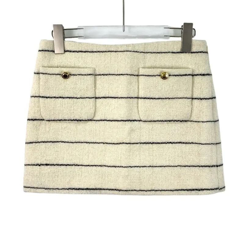 Miu Miu Miu Miu Beige Wool Skirt with Pockets 0089 Size 23" - 1 Thumbnail
