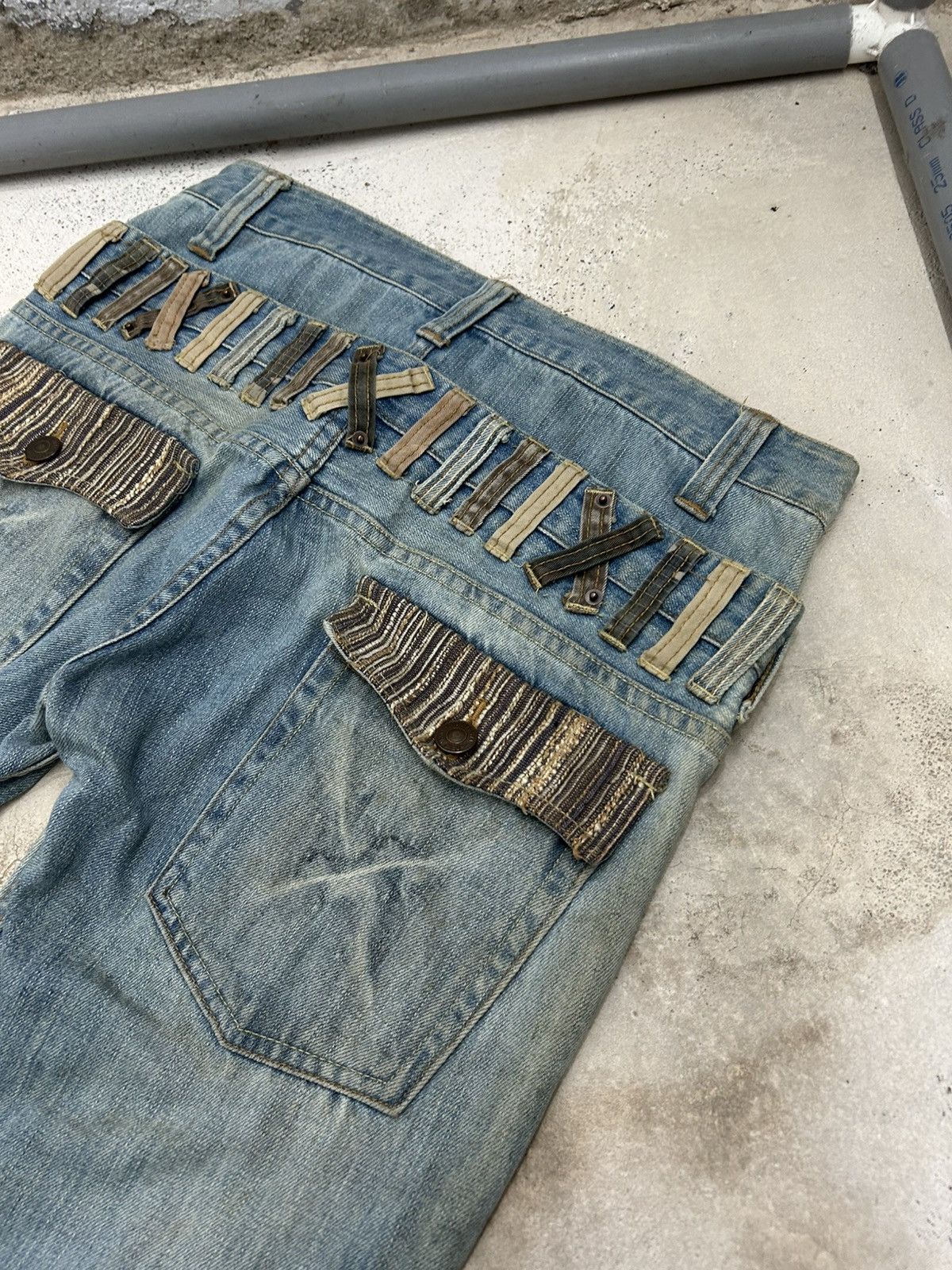 If Six Was Nine Vintage Dominate Double Waist Belt Loop Light Dirty Washed Size US 33 - 21 Thumbnail