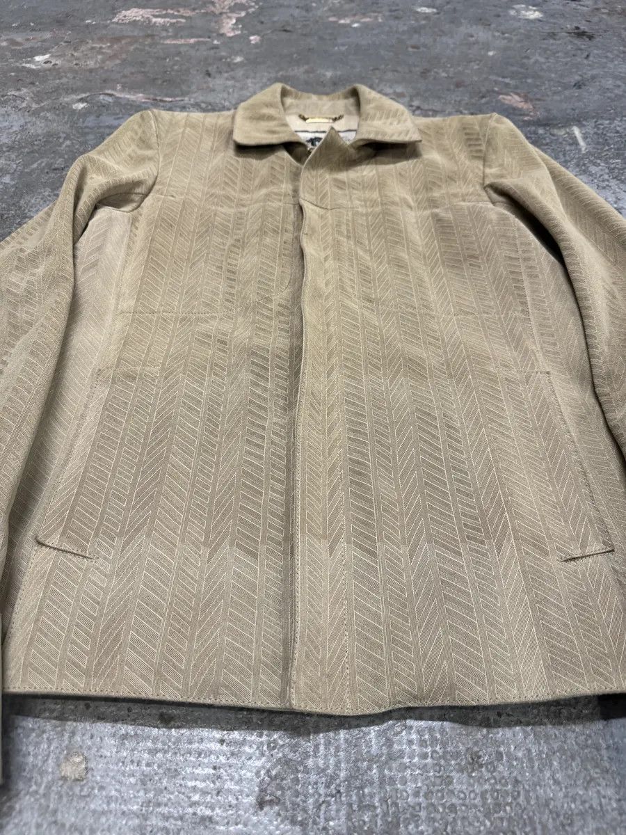 Roberto Cavalli Roberto Cavalli Beige Lines Suede Leather Jacket Size US M / EU 48-50 / 2 - 9 Thumbnail
