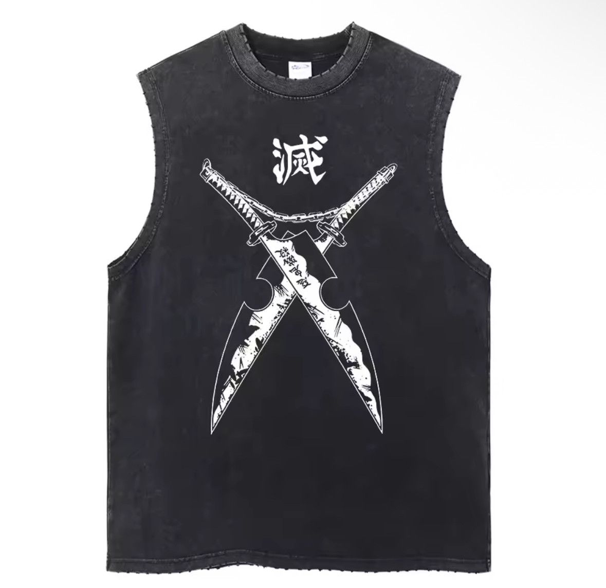 Japanese Brand Y2K Sport Anime Sword Printed Washed Vest Tank Top T-Shirt Size US M / EU 48-50 / 2 - 1 Thumbnail