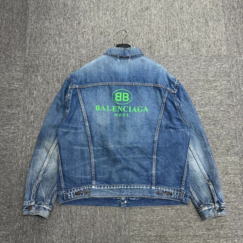 Balenciaga Balenciaga Green Double B Embroidered Logo Denim Jacket-250 Size US S / EU 44-46 / 1 - 5 Thumbnail