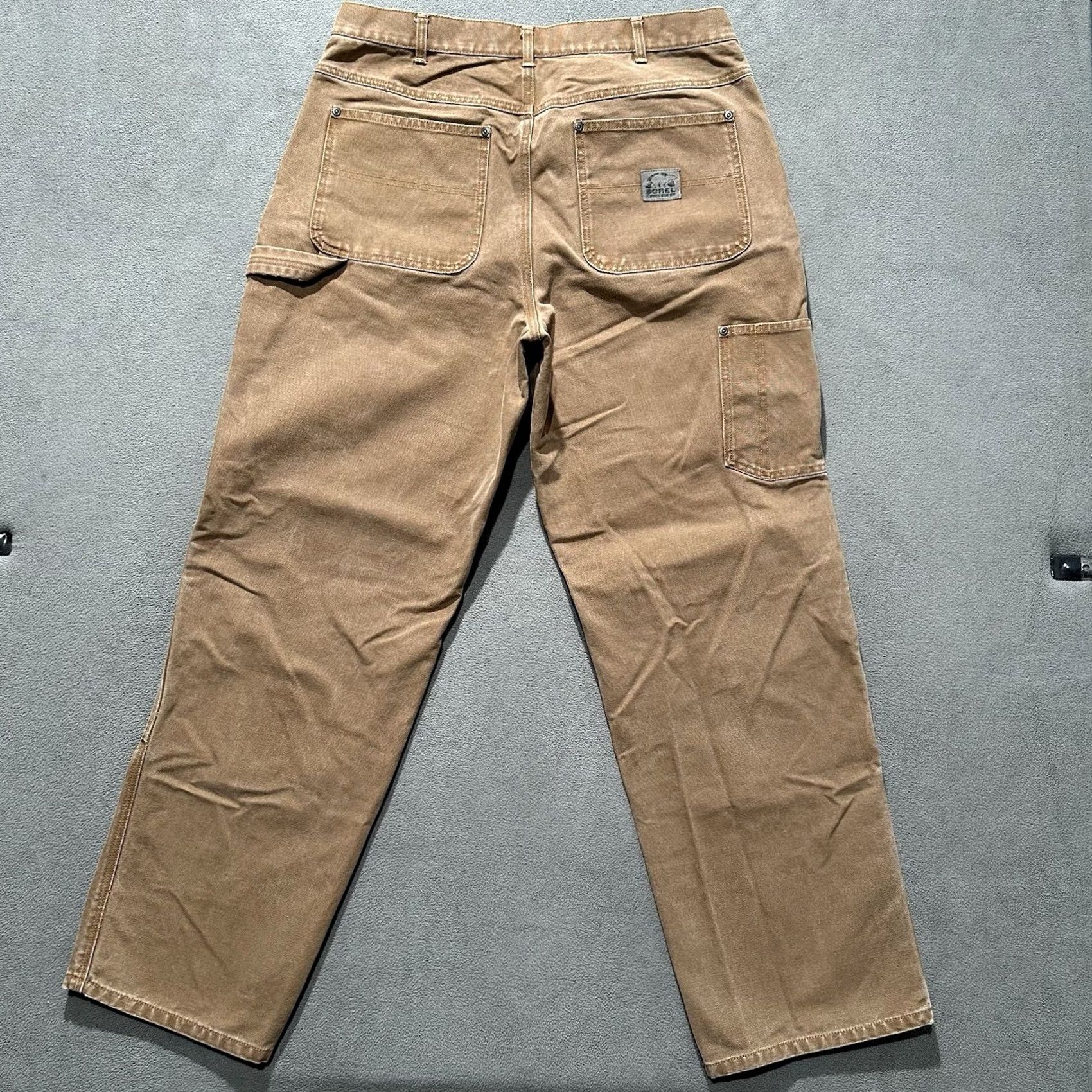 SOREL Vintage Sorel Pants Mens 36x32 (36x30.5) Brown Canvas Double Knee Relaxed Heavy Size US 36 / EU 52 - 2 Thumbnail