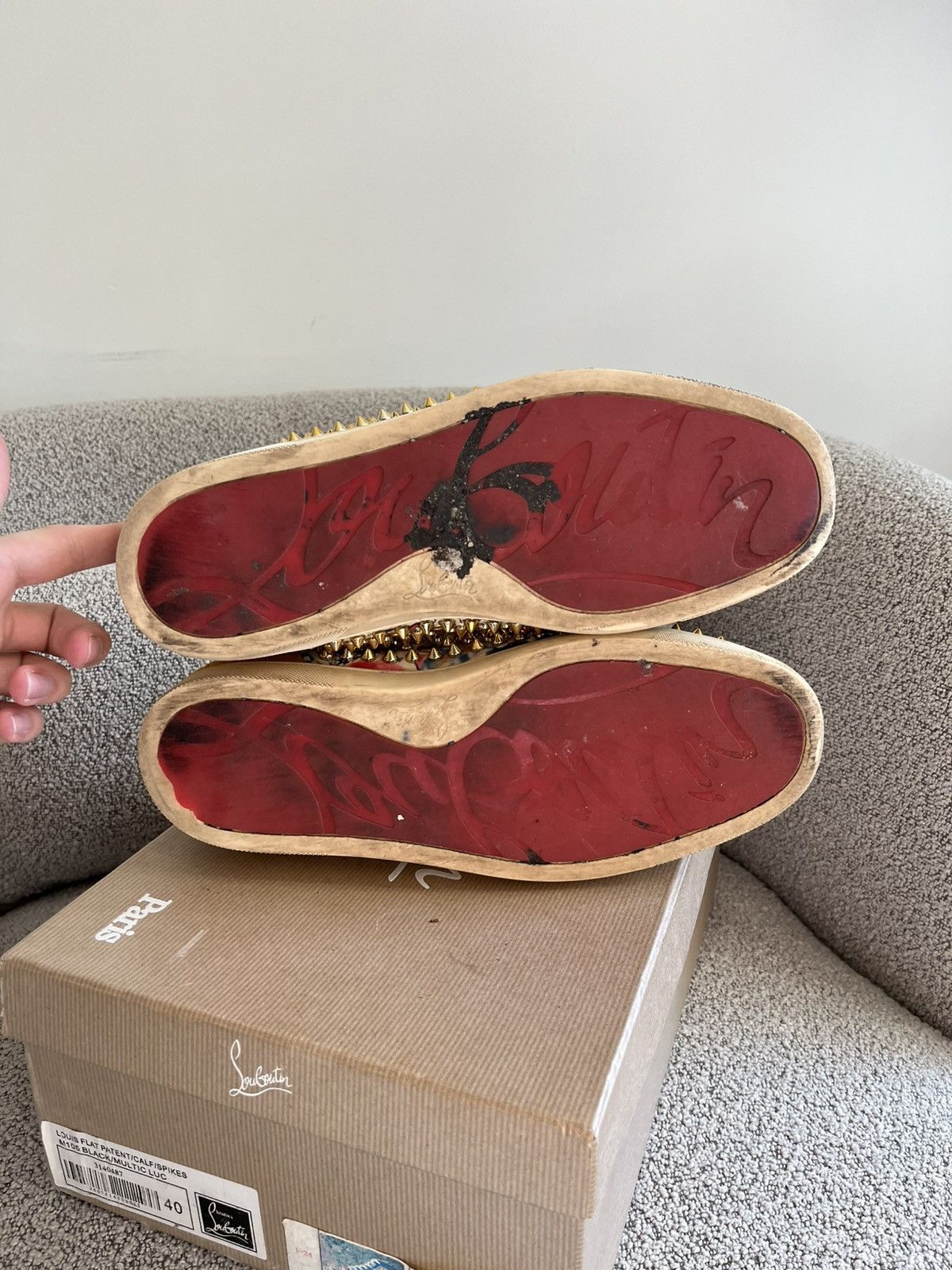 Christian Louboutin Louboutin Red Bottom Gold Spiked Sneakers Size US 8 / EU 41 - 13 Thumbnail